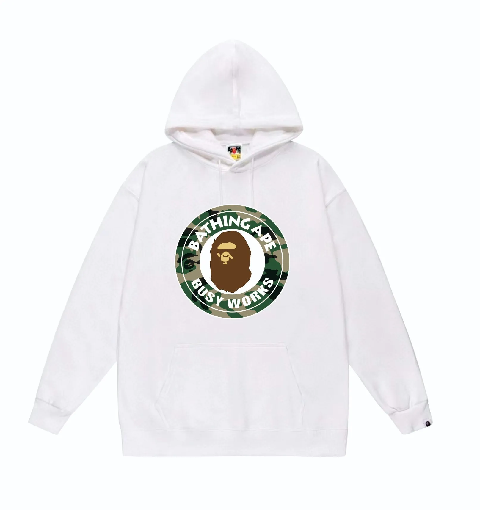 P160 model number SC821# terry 80 plus velvet 90 (top version) BAPE WOODLAND CAMO BUSY forest camouflage ape pattern printed hooded sweatshirt. Made of 380 grams of large terry (drop shoulder large version) fabric. The texture is soft and non-pilling. Imported environmentally friendly printing glue. The pattern is bright and three-dimensional. The quality is the same for men and women. The upper body is trendy. Color: Black White Gray Size: S M L XL XXL