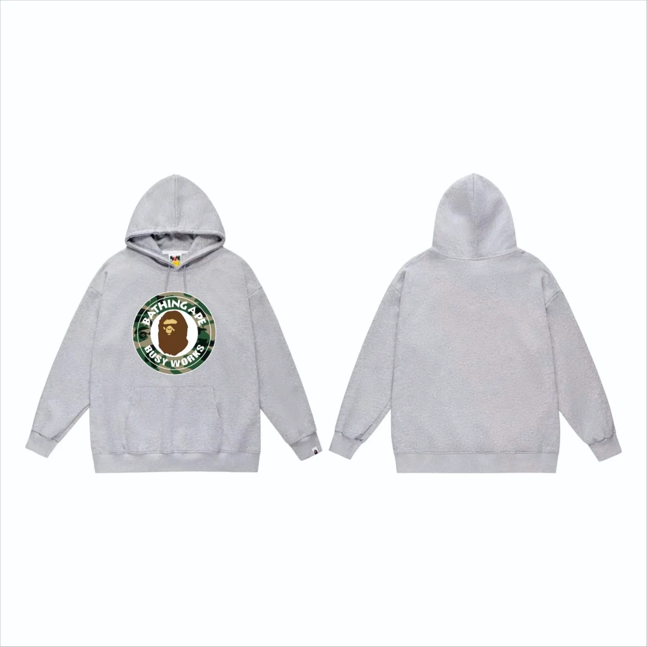P160 model number SC821# terry 80 plus velvet 90 (top version) BAPE WOODLAND CAMO BUSY forest camouflage ape pattern printed hooded sweatshirt. Made of 380 grams of large terry (drop shoulder large version) fabric. The texture is soft and non-pilling. Imported environmentally friendly printing glue. The pattern is bright and three-dimensional. The quality is the same for men and women. The upper body is trendy. Color: Black White Gray Size: S M L XL XXL