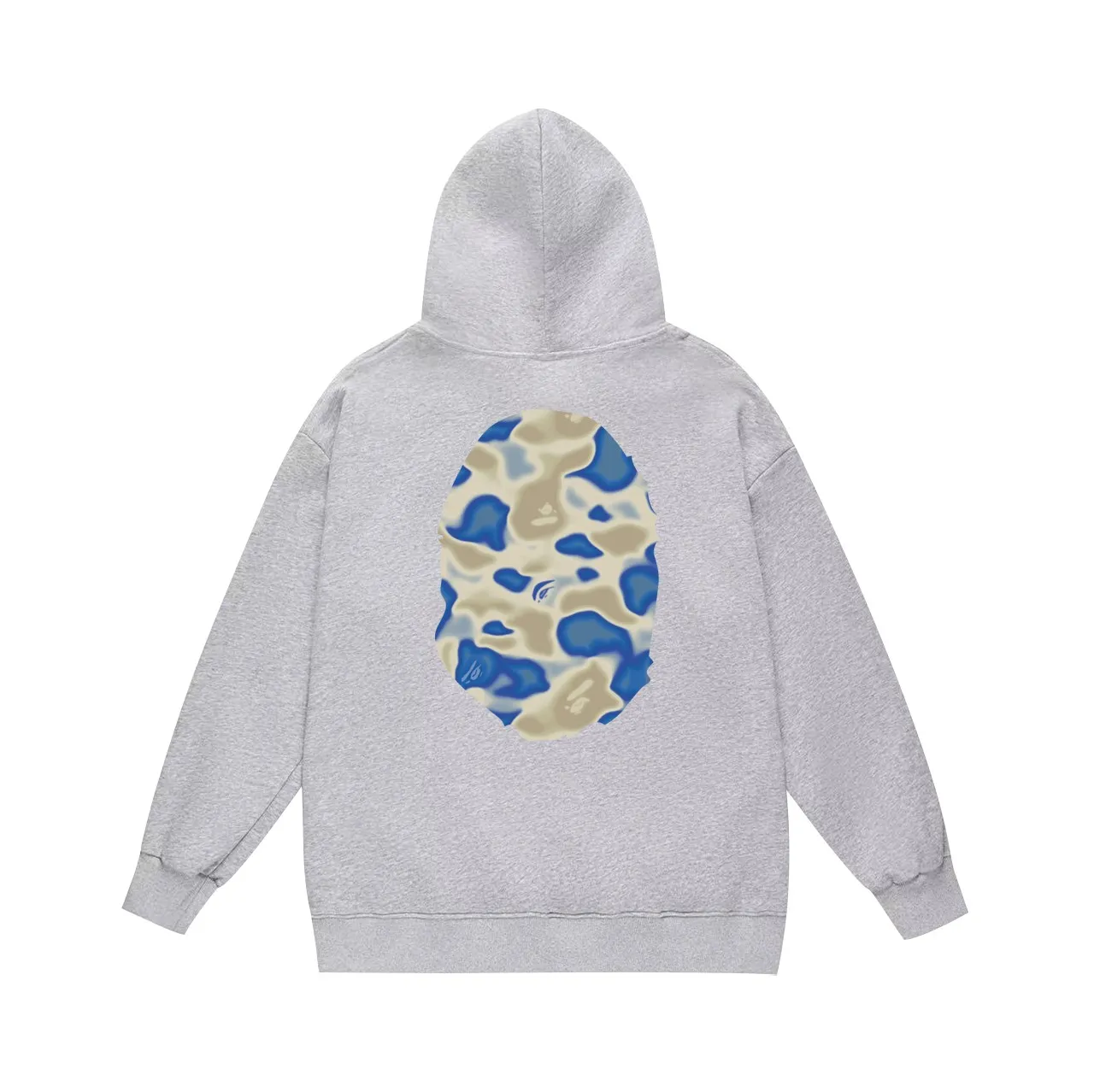 P160 model number SC774# terry 80 plus velvet 90 (top version) BAPE LIQUID CAMO BIG APE hooded sweatshirt Made of 380g large terry (drop shoulder large version) fabric, soft and non-pilling, imported environmentally friendly printing glue, bright and three-dimensional pattern, quality 💥Same style for men and women. The upper body is trendy. Color: black and blue, white and blue, gray and blue, size: S M L XL XXL