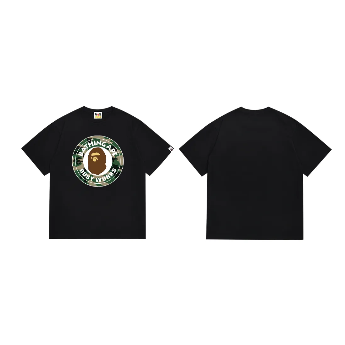 SC221#p110💰 (Top version) BAPE WOODLAND CAMO BUSY forest camouflage ape pattern printed T-shirt Made of 260 grams of high-quality high-weave pure cotton fabric, double yarn combed, soft texture and no pilling Imported environmentally friendly printing glue, bright and three-dimensional pattern, quality 💥Same style for men and women, the upper body is fashionable Color: black white Size: S M L XL XXL