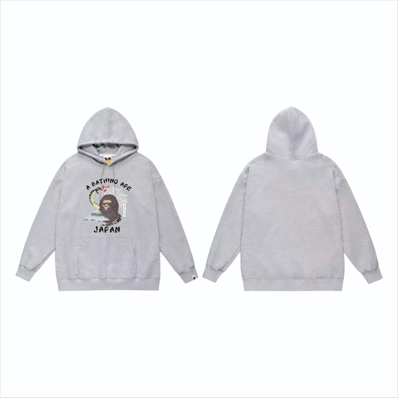 P160 model number SC820# terry 80 plus velvet 90 (top version) BAPE camouflage snake head Fuji Mountain commemorative printed hooded sweatshirt. Made of 380 grams of large terry (drop shoulder large version) fabric. The texture is soft and non-pilling. Imported environmentally friendly printing glue. The pattern is bright and three-dimensional. Quality💥Same style for men and women. The upper body is trendy. Color: Black White Gray Size: S M L XL XXL