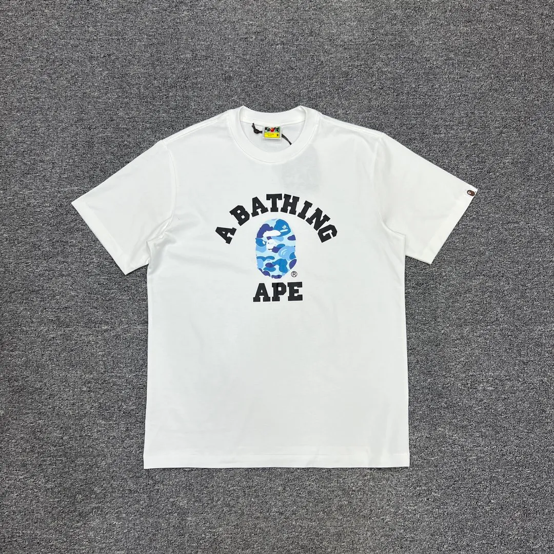 💰140 BAPE ABC camouflage ape head letter printing 280g weight linen cotton fabric ZP version Couple style: S-XXL [Black Green White Green Black Pink White Pink Black Blue White Blue]
