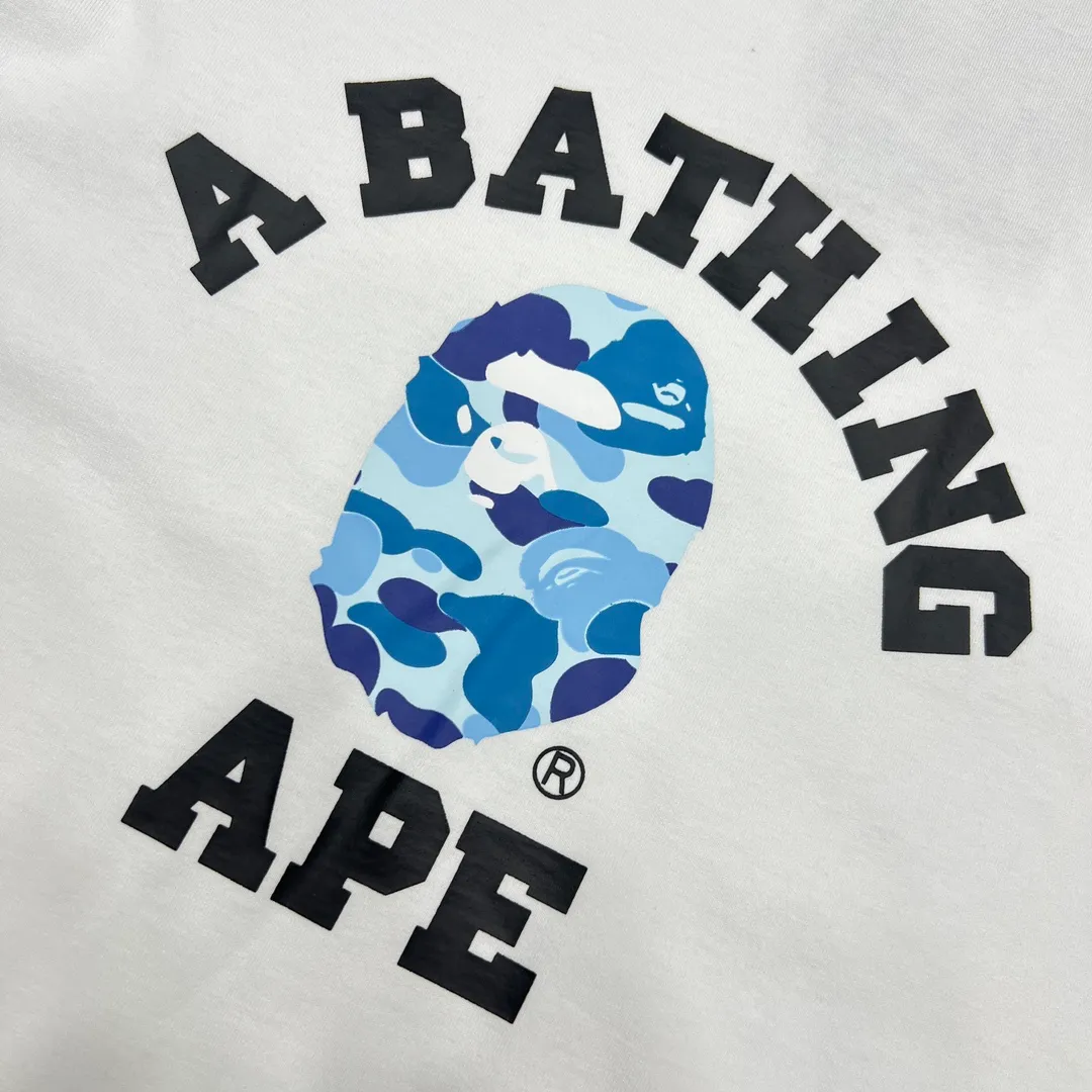 💰140 BAPE ABC camouflage ape head letter printing 280g weight linen cotton fabric ZP version Couple style: S-XXL [Black Green White Green Black Pink White Pink Black Blue White Blue]