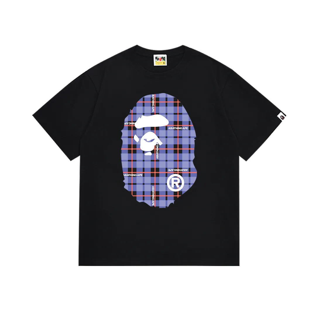 SC225#p110💰 (Top version) BAPE ape head plaid printed pattern short-sleeved T-shirt Made of 260 grams of high-quality high-weave pure cotton fabric, double yarn combed, soft texture and no pilling Imported environmentally friendly printing glue, bright and three-dimensional pattern, quality 💥Same style for men and women, the upper body is fashionable Color: black white Size: S M L XL XXL