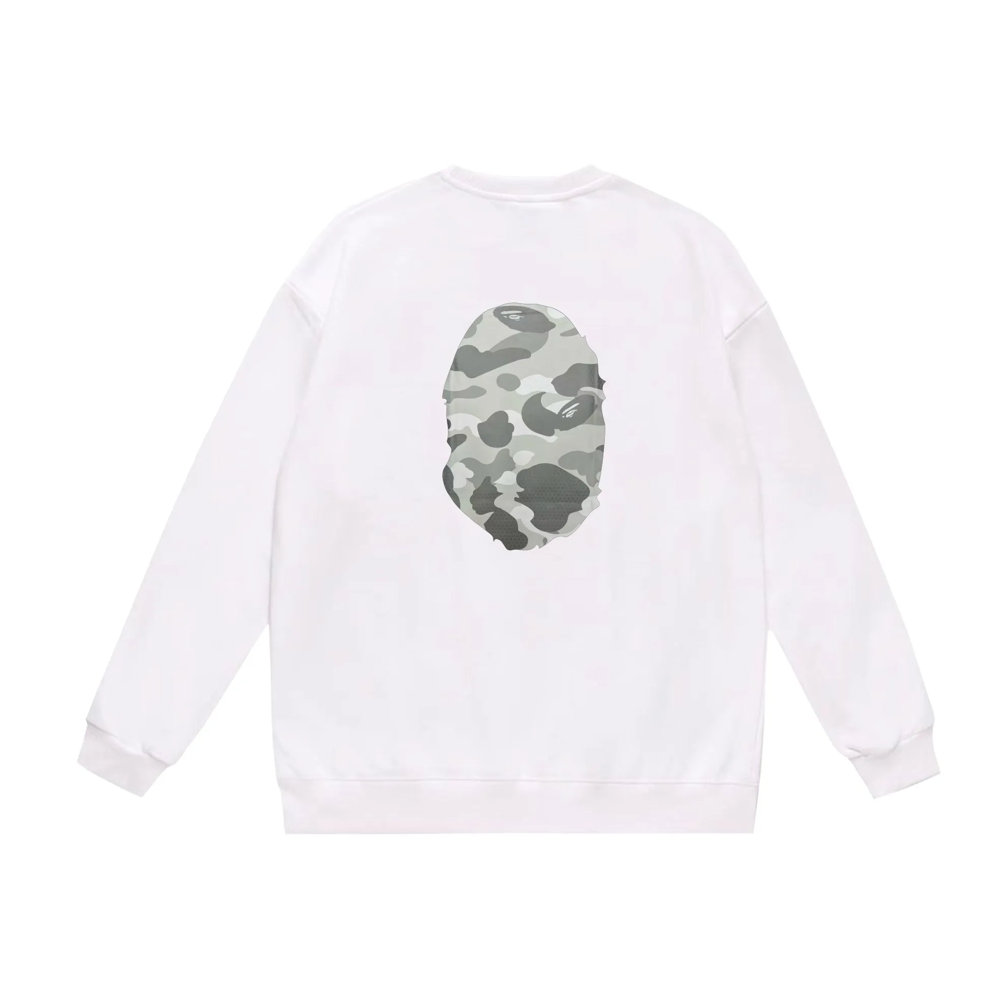 P170 model number SC552# terry 80 plus velvet 85 (top version) BAPE honeycomb camouflage letters great ape head print pattern round neck sweatshirt Made of 350g large terry (drop shoulder large version) fabric, soft texture and no pilling Imported environmentally friendly printing glue The pattern is bright and three-dimensional Quality 💥Same style for men and women The upper body is trendy Color: black gray white gray gray gray black blue white blue gray blue Size: S M L XL XXL