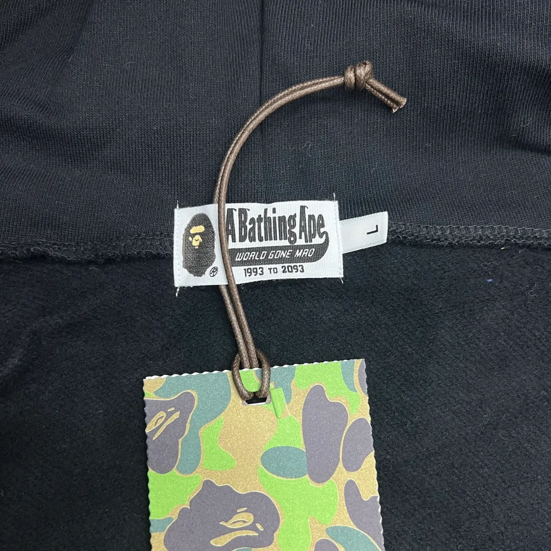 💰380 Bape first year limited classic shark green camouflage design shark jacket Couple style: S—XXL [Black Gray]