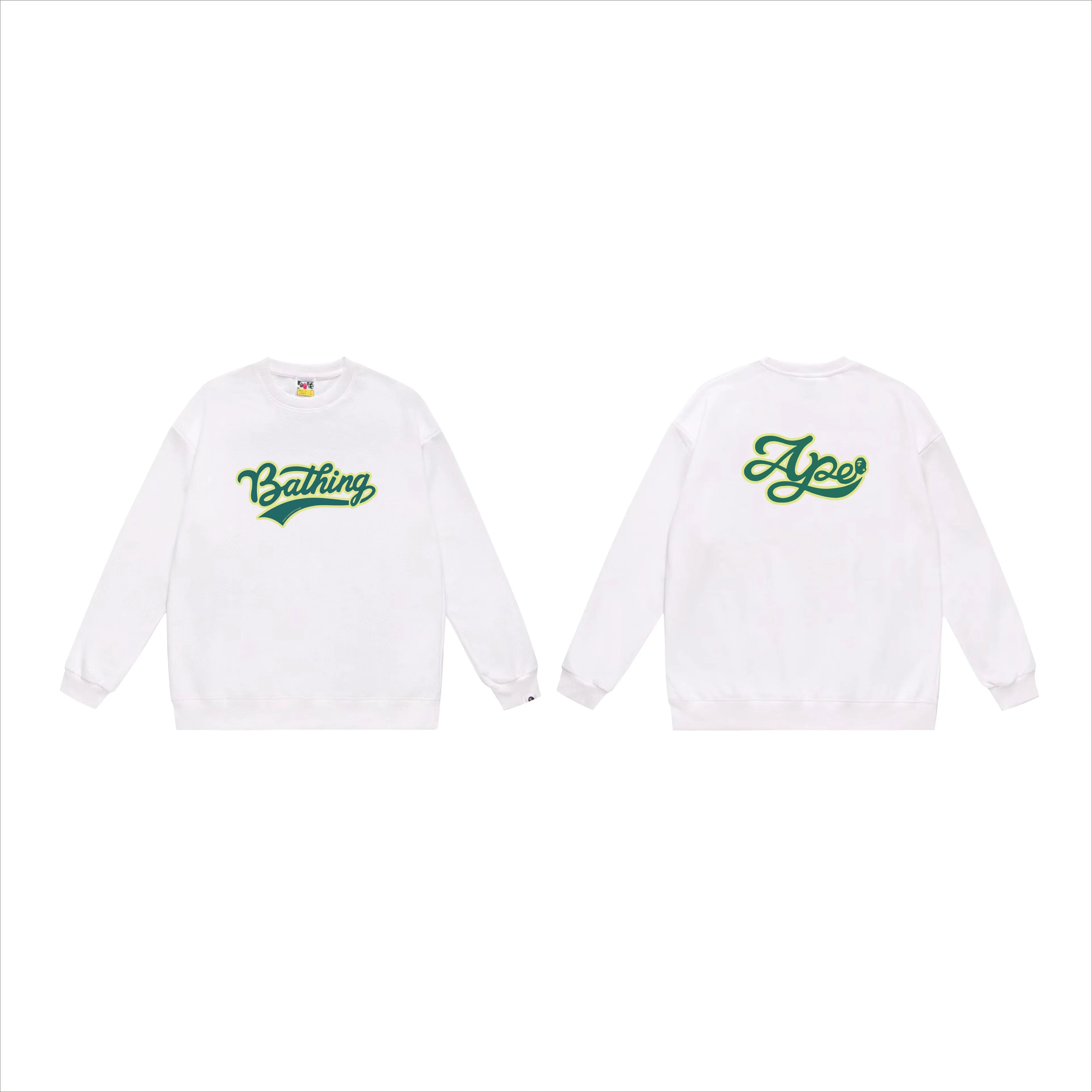 P150 model number SC535# terry 75 plus velvet 80 (top version) BAPE ape head letter printed round neck sweatshirt Made of 350g large terry (drop shoulder large version) fabric, soft and non-pilling, imported environmentally friendly printing glue, bright and three-dimensional pattern, quality 💥Same style for men and women, the upper body is fashionable Color: black white gray Size: S M L XL XXL