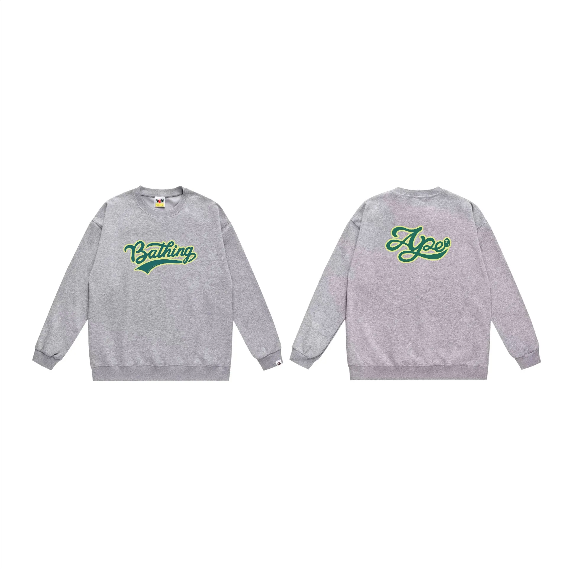 P150 model number SC535# terry 75 plus velvet 80 (top version) BAPE ape head letter printed round neck sweatshirt Made of 350g large terry (drop shoulder large version) fabric, soft and non-pilling, imported environmentally friendly printing glue, bright and three-dimensional pattern, quality 💥Same style for men and women, the upper body is fashionable Color: black white gray Size: S M L XL XXL