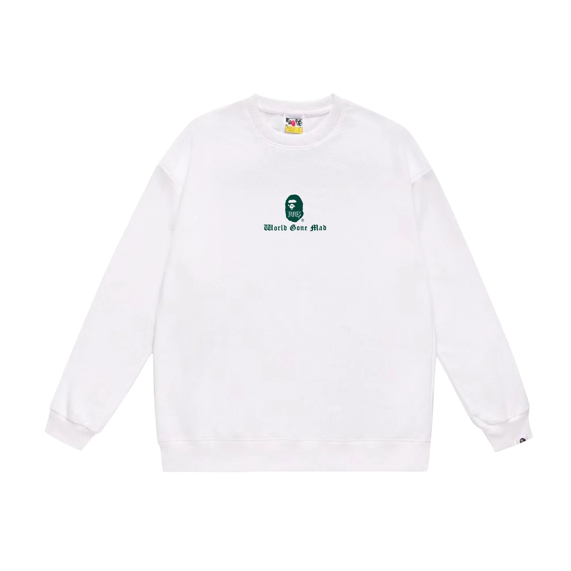 P170 model number SC550# terry 80 plus velvet 85 (top version) BAPE contrasting ape head letter print pattern round neck sweatshirt Made of 350g large terry (drop shoulder large version) fabric, soft texture and no pilling Imported environmentally friendly printing glue The pattern is bright and three-dimensional Quality 💥Same style for men and women The upper body is trendy Color: black white gray Size: S M L XL XXL