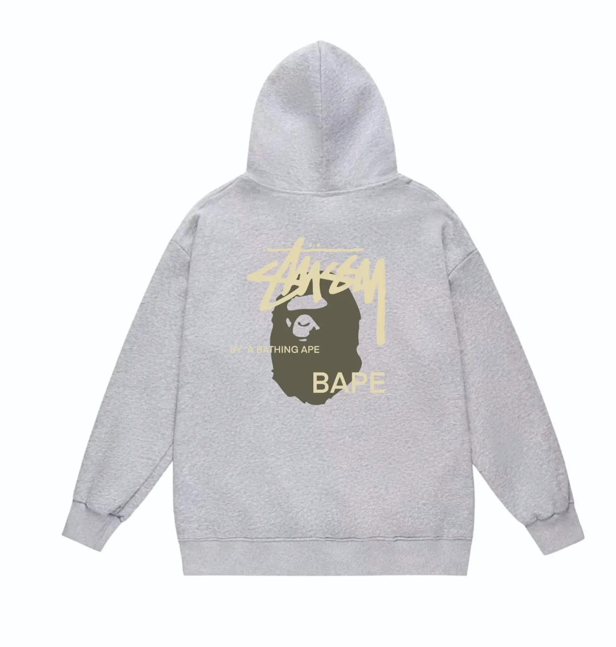 P160 model number SC810# terry 80 plus velvet 90 (top version) BAPE×STUSSY co-branded Stussy letter printed hooded sweatshirt Made of 380g large terry (drop shoulder large version) fabric, soft texture and no pilling Imported environmentally friendly printing glue The pattern is bright and three-dimensional Quality 💥Same style for men and women The upper body is fashionable Color: Black printing yellow White printing yellow Gray printing yellow Size: S M L XL XXL