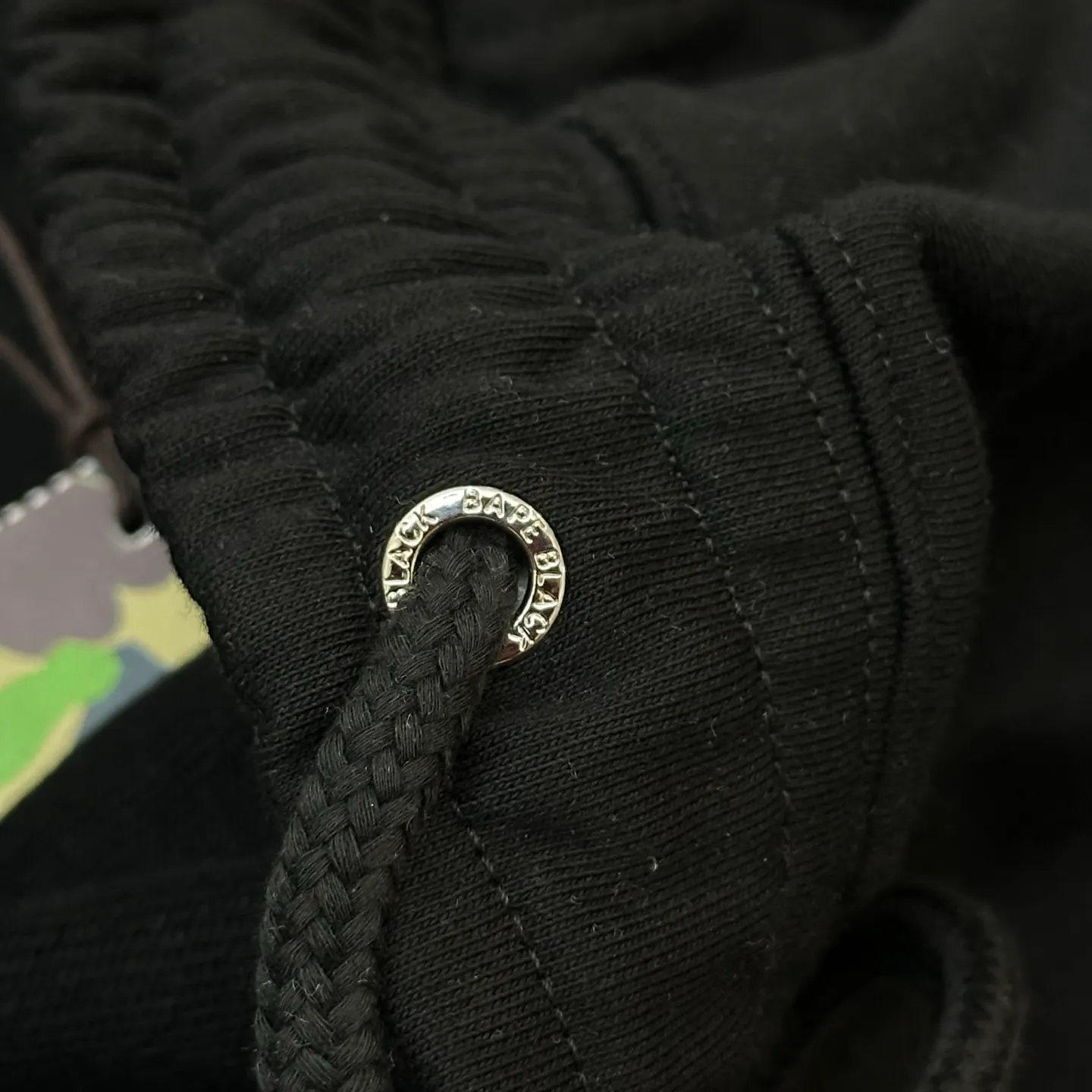 💰200 BAPE BLACK embroidered pattern elastic waist drawstring design 440g pure cotton custom fabric, same style for men and women: M-XXL [apricot black dark gray]
