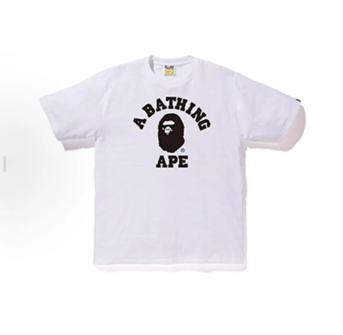 P110 001066 BAPE BICOLOR COLLEGE TEE Little Ape Man short-sleeved T-shirt, same style for men and women, size smlxlxxl, black and white