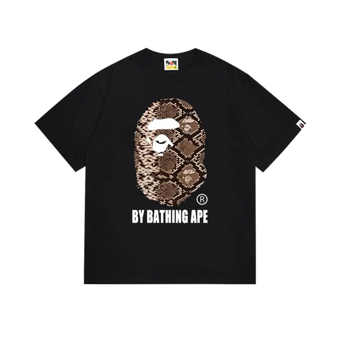SC171#p110💰 (top version) BAPE great ape head print classic python pattern short-sleeved T-shirt Made of 260 grams of high-quality high-weave pure cotton fabric, double yarn combed, soft texture and no pilling Imported environmentally friendly printing glue, bright and three-dimensional pattern, quality 💥Same style for men and women, the upper body is fashionable Color: black white Size: S M L XL XXL