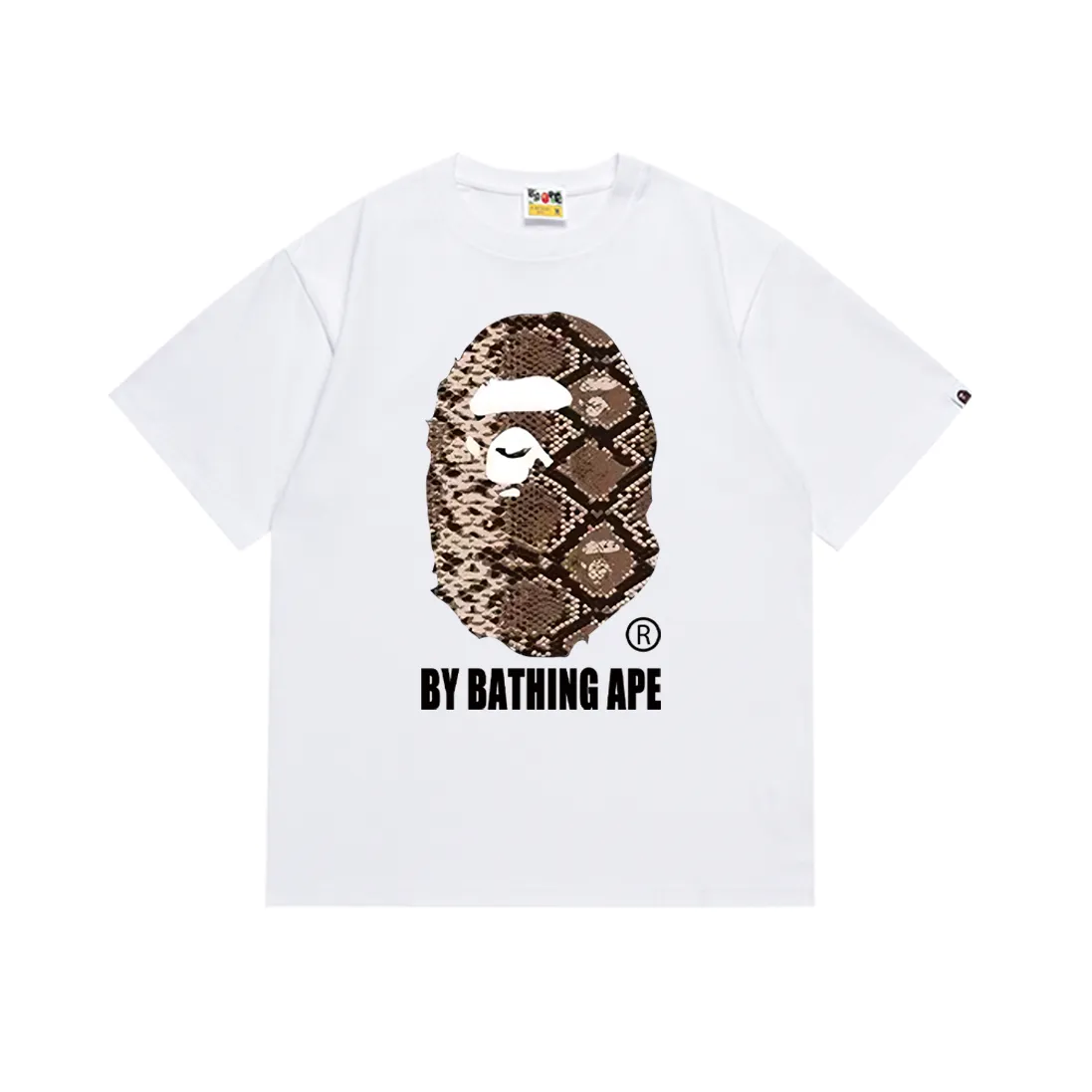 SC171#p110💰 (top version) BAPE great ape head print classic python pattern short-sleeved T-shirt Made of 260 grams of high-quality high-weave pure cotton fabric, double yarn combed, soft texture and no pilling Imported environmentally friendly printing glue, bright and three-dimensional pattern, quality 💥Same style for men and women, the upper body is fashionable Color: black white Size: S M L XL XXL