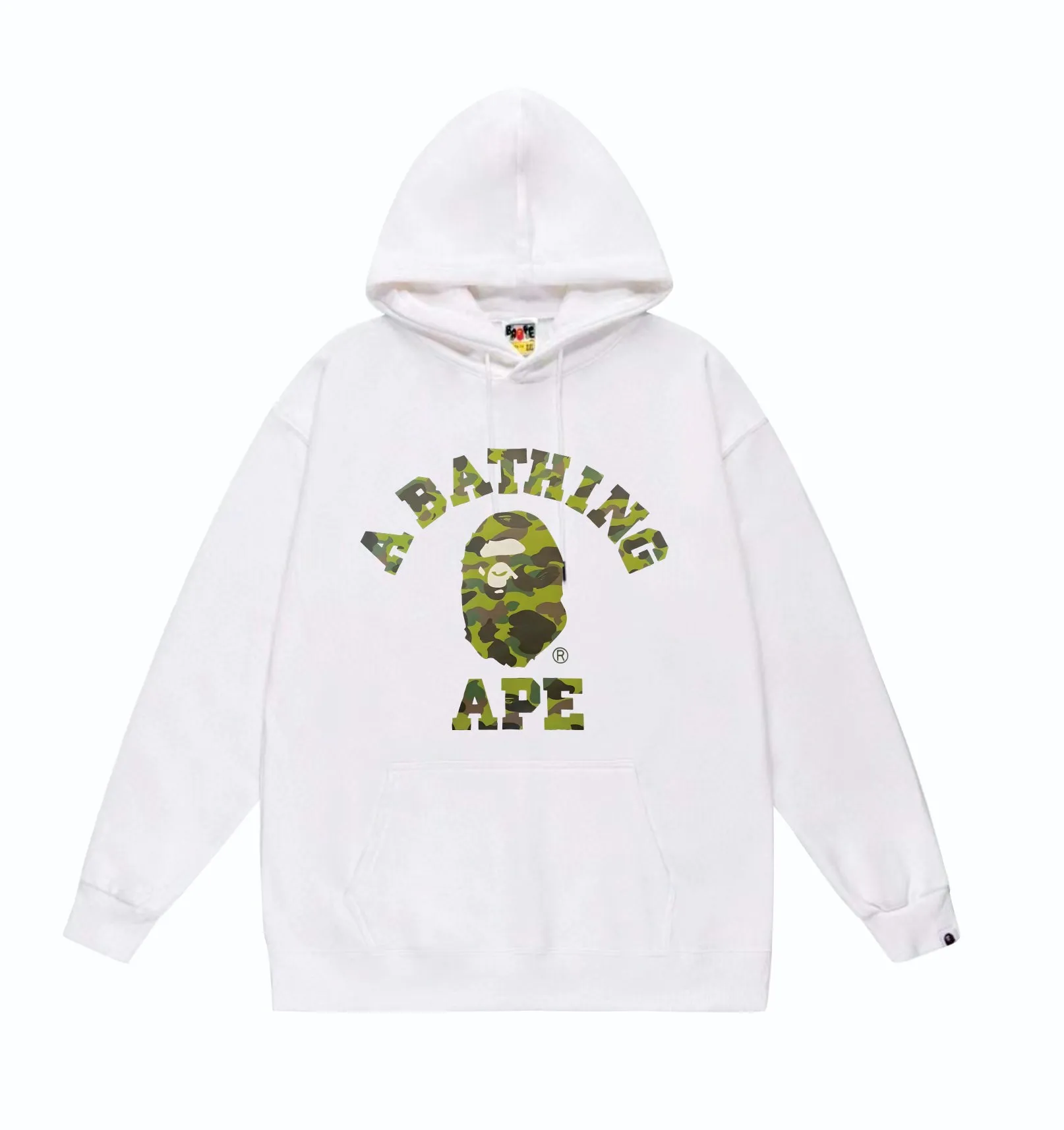 P160 model number SC849# terry 80 plus velvet 90 (top version) BAPE camouflage ape head letter print pattern hooded sweatshirt. Made of 380g large terry (drop shoulder large version) fabric, soft texture and no pilling. Imported environmentally friendly printing glue. Bright and three-dimensional pattern. Quality 💥Same style for men and women. The upper body is trendy. Color: black camouflage, white camouflage, gray camouflage, black and red, white and red, gray and red, black and blue, white and blue. Gray blue Black purple White purple Gray purple Black and yellow White and yellow Gray and yellow Size: S M L XL XXL