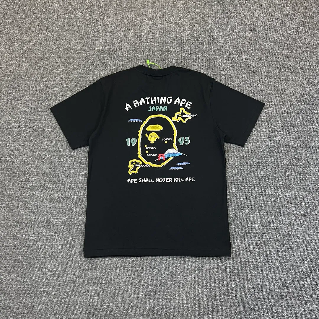 💰140 Bape SOUVENIR Yokosuka ape head on the back, foam rubber printing, 280g weight linen cotton fabric, ZP version, couple style: S—XXL [black and white]