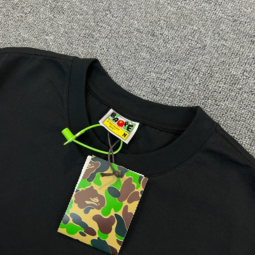 💰140 Bape SOUVENIR Yokosuka ape head on the back, foam rubber printing, 280g weight linen cotton fabric, ZP version, couple style: S—XXL [black and white]