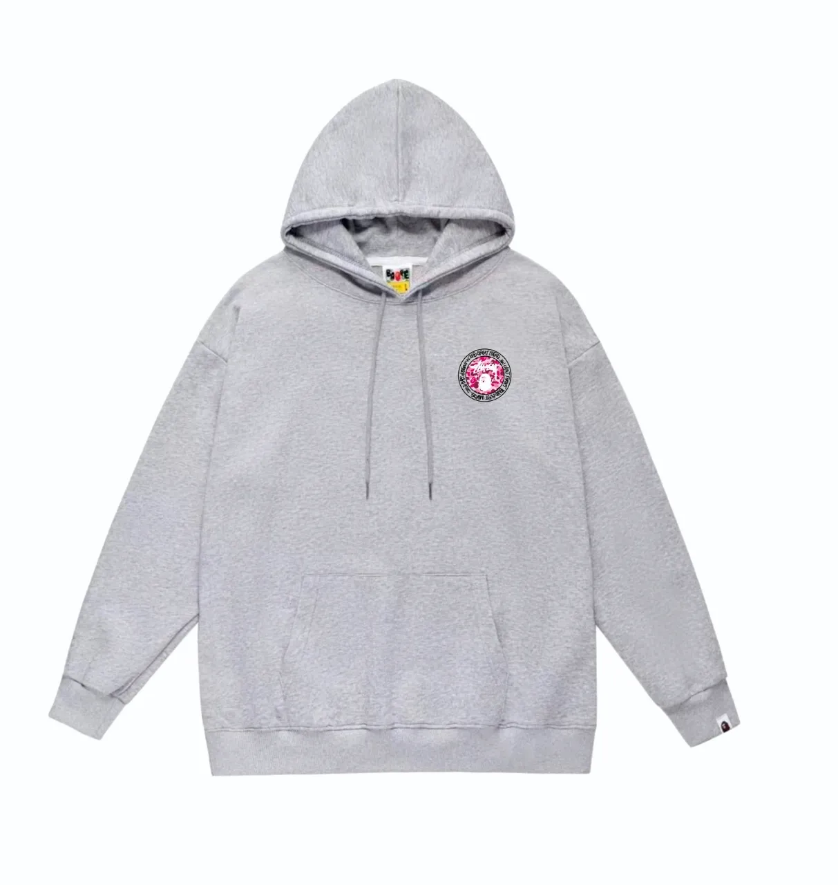 P160 model number SC816# terry 80 plus velvet 90 (top version) BAPE×STUSSY co-branded Stussy letter printed hooded sweatshirt Made of 380 grams of large terry (drop shoulder large version) fabric, soft texture and no pilling Imported environmentally friendly printing glue The pattern is bright and three-dimensional Quality 💥Same style for men and women The upper body is trendy Color: Black White Gray Size: S M L XL XXL