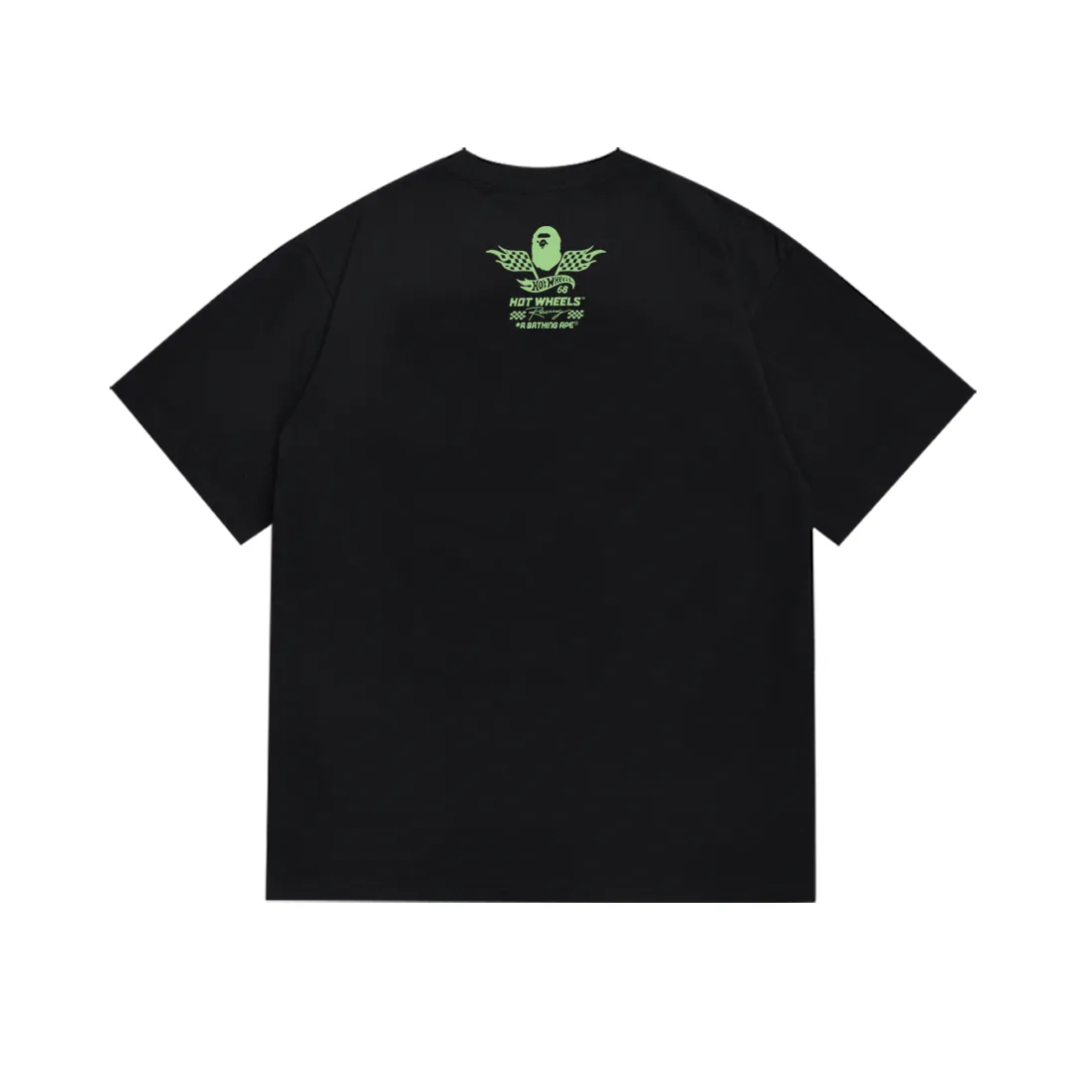 P110 SC023# (top version) BAPE×HOT WHEELS Hot Wheels joint ape head print Made of 260 grams of high-quality high-weave pure cotton fabric, double yarn combed, soft texture and no pilling Imported environmentally friendly printing glue, bright and three-dimensional pattern, quality 💥Same style for men and women, the upper body is fashionable Color: black and white Size: S M L XL XXL