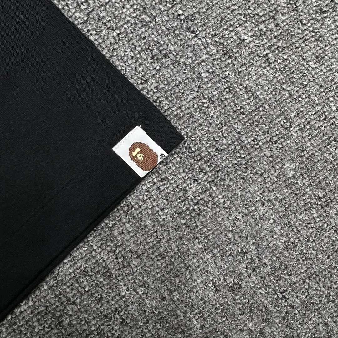 💰140 Bape Contrast Color Ape Head Letter Printing Linen Cotton 280g Customized Fabric Couple Style: S—XXL [Black Yellow White Green]