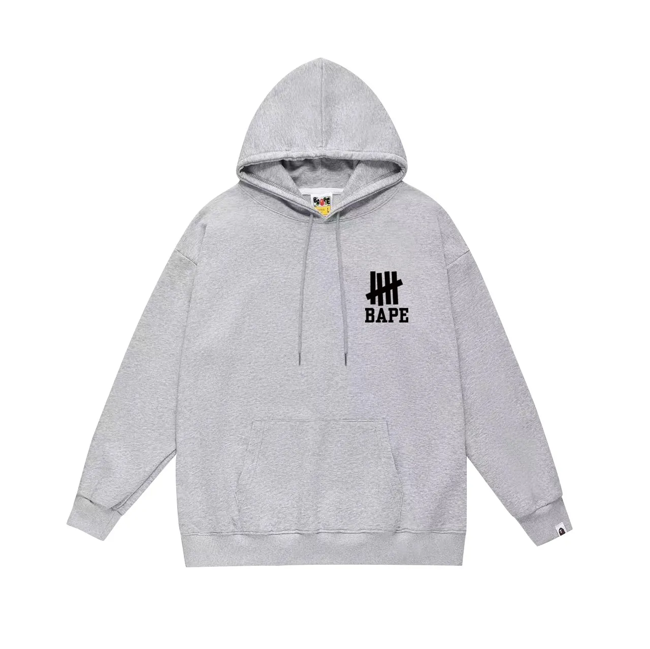 P160 model number SC770# terry 80 plus velvet 90 (top version) BAPE co-branded five-bar ape-letter printed hooded sweatshirt. Made of 380 grams of large terry (drop shoulder large version) fabric. The texture is soft and non-pilling. Imported environmentally friendly printing glue. The pattern is bright and three-dimensional. Quality 💥Same style for men and women. The upper body is trendy. Color: black white gray Size: S M L XL XXL