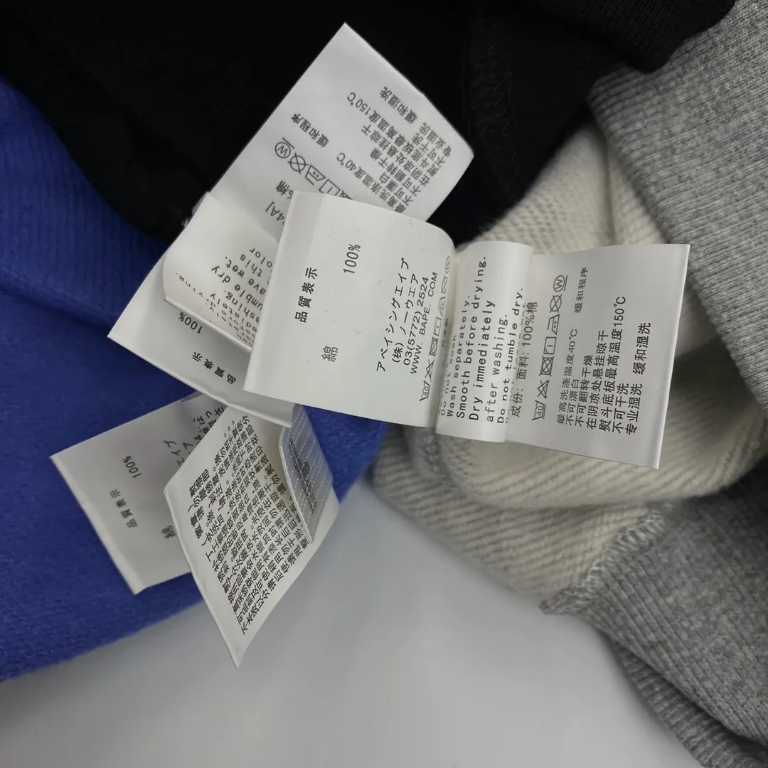 💰250 BAPE Letter Bee Contrast Print Customized Fabric 380g Pure Cotton Round Neck Sweatshirt Couple Style: S—XXL [Black Gray]