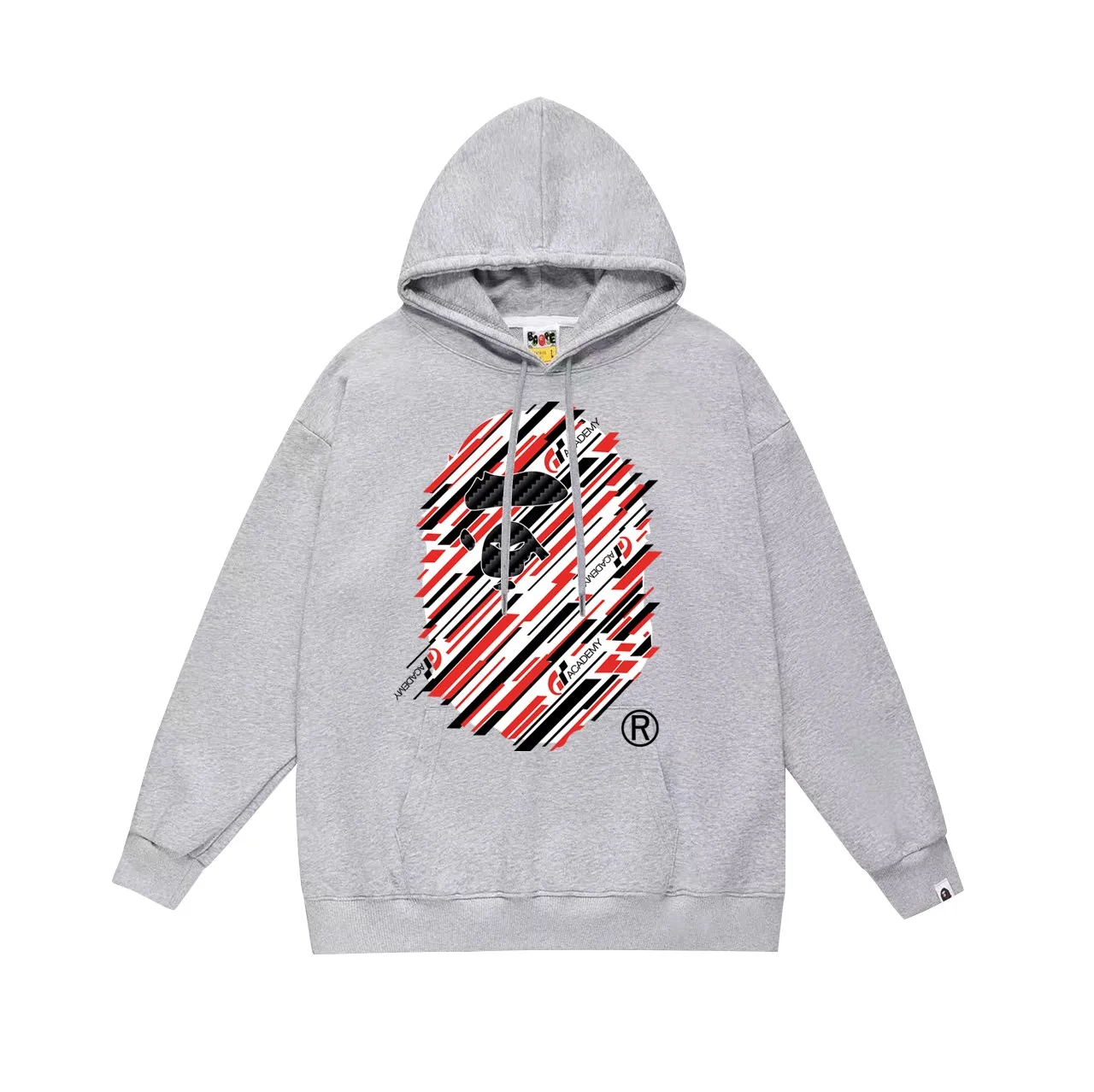 Model No. SC752#terry p160 plus velvet 180💰 (top version) BAPE×GT co-branded twill ape head pattern hooded sweatshirt. Made of 380g large terry (drop shoulder large version) fabric. The texture is soft and non-pilling. Imported environmentally friendly printing glue. The pattern is bright and three-dimensional. Quality💥Same style for men and women. The upper body is trendy. Color: black white gray Size: S M L XL XXL