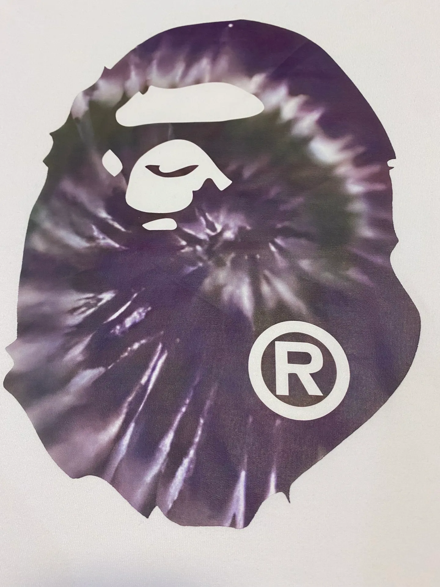 SC107#p110💰 (top version) BAPE tie-dyed ape head print short-sleeved T-shirt. Made of 260 grams of high-quality high-weave pure cotton fabric. Double yarn combed, soft texture and no pilling. Imported environmentally friendly printing glue. Bright and three-dimensional pattern. Quality💥Same style for men and women. The upper body is trendy. Color: black white. Size: S M L XL XXL