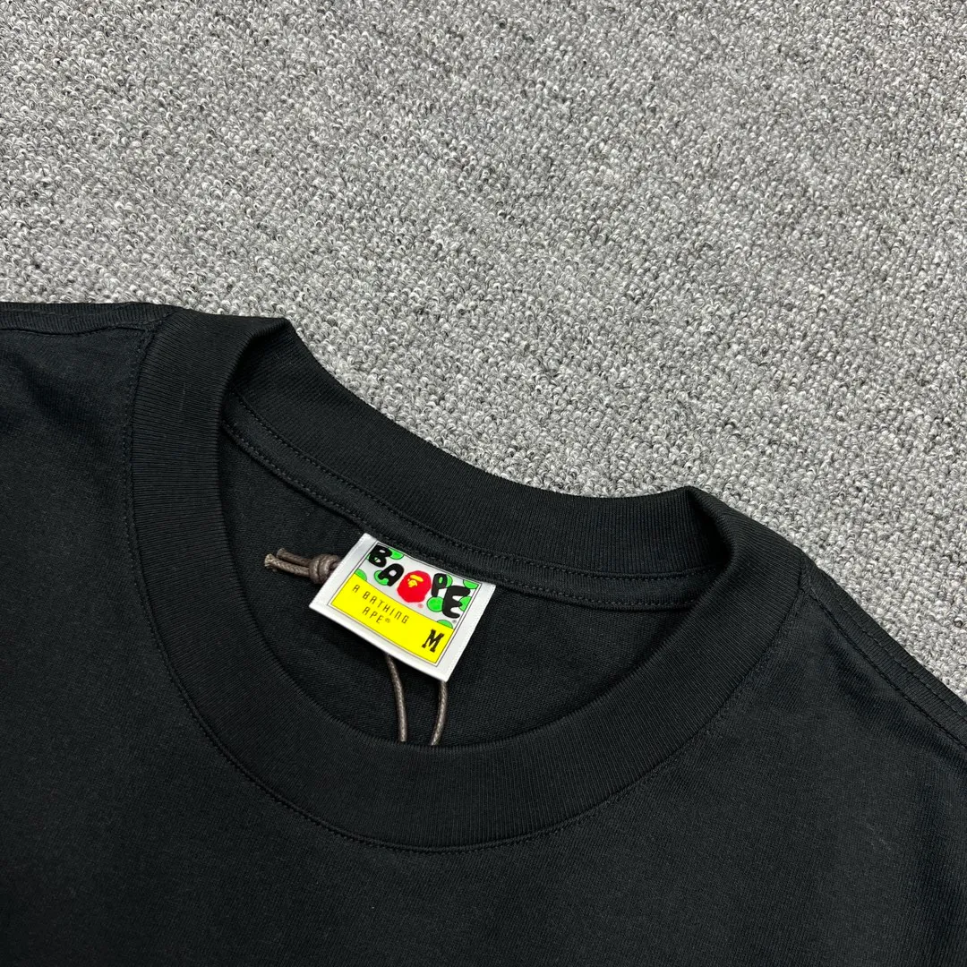 💰140 BAPE MAD APE HEAD TEE Crazy angry ape head print 270g weight linen cotton fabric ZP version Couple style: S—XXL [Black]