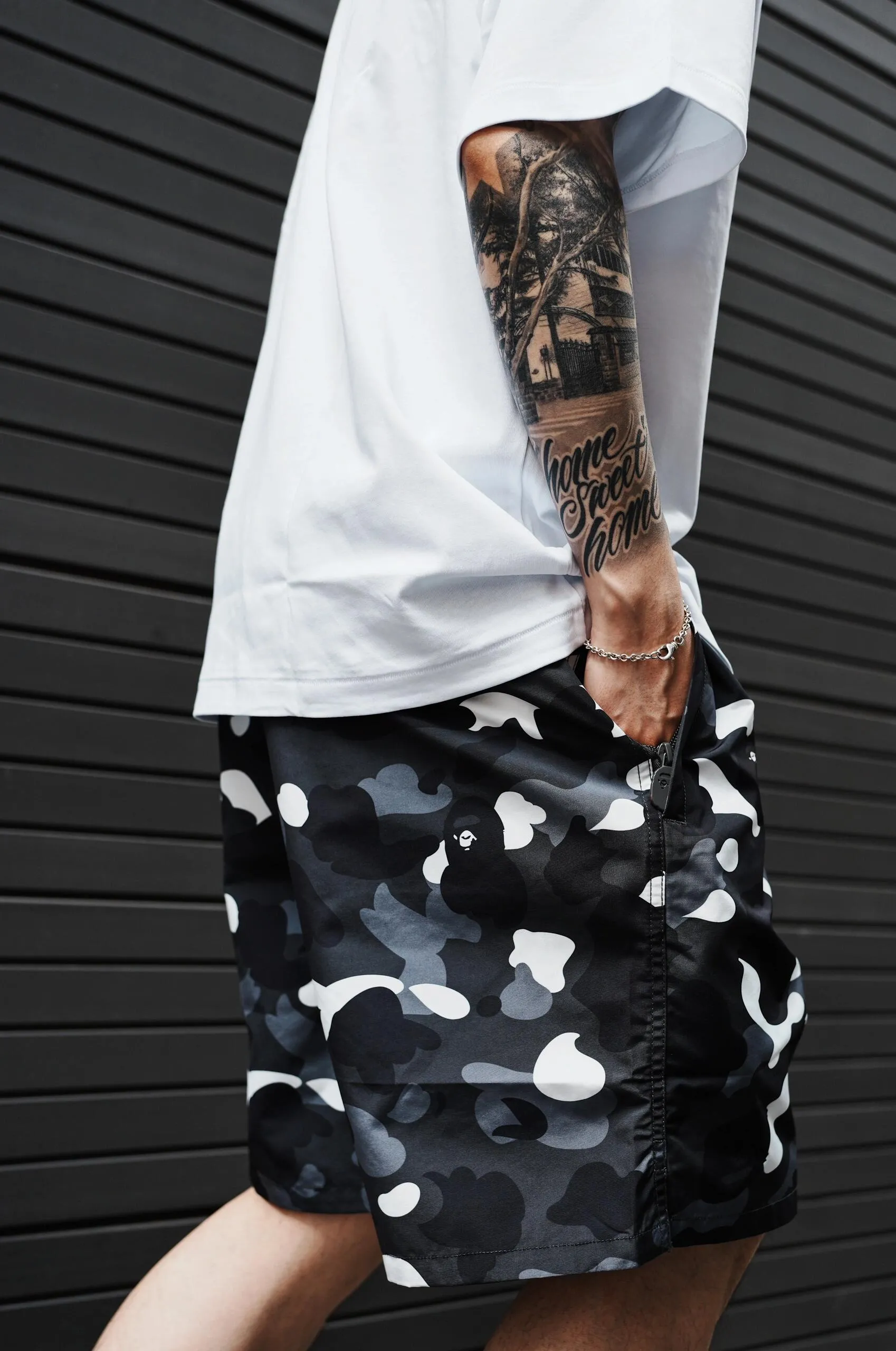💰140 BAPE CITY CAMO COLLEGE TEE 24 new luminous camouflage letter small head printing 280g weight linen cotton fabric ZP version couple model: S-XXL [black gray white gray black black white black]