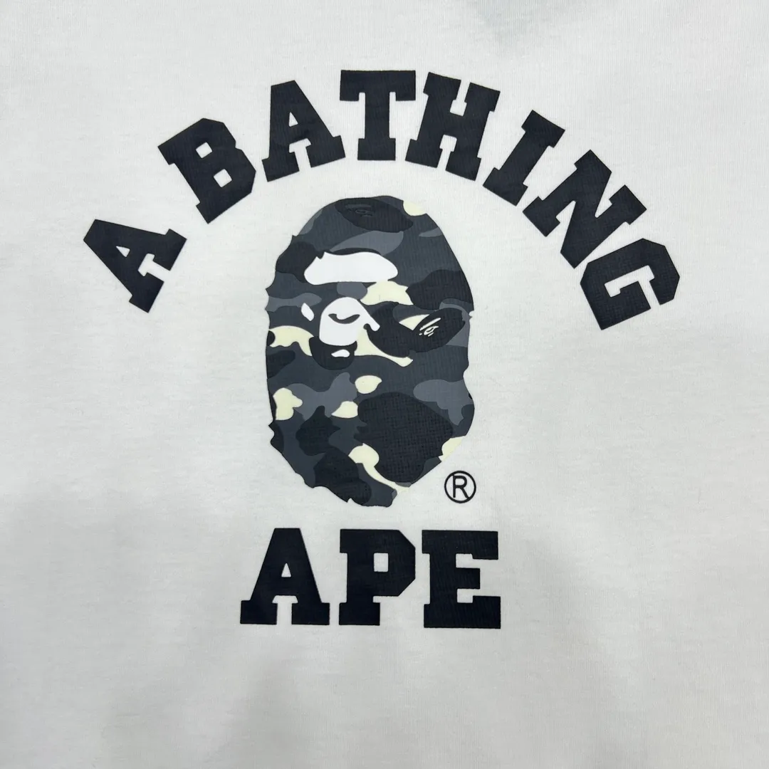 💰140 BAPE CITY CAMO COLLEGE TEE 24 new luminous camouflage letter small head printing 280g weight linen cotton fabric ZP version couple model: S-XXL [black gray white gray black black white black]