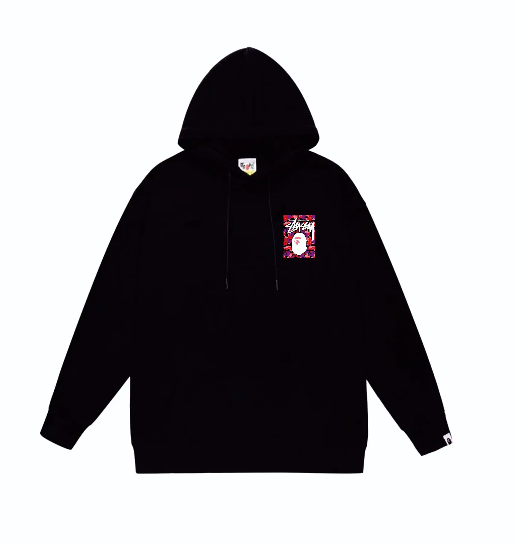 P160 model number SC803# terry 80 plus velvet 90 (top version) BAPE×STUSSY co-branded Stussy letter printed hooded sweatshirt Made of 380g large terry (drop shoulder large version) fabric, soft and non-pilling texture, imported environmentally friendly printing glue, bright and three-dimensional pattern, quality 💥Same style for men and women. The upper body is trendy. Color: black red and white white red white gray red white black red black white red black gray red black Size: S M L XL XXL