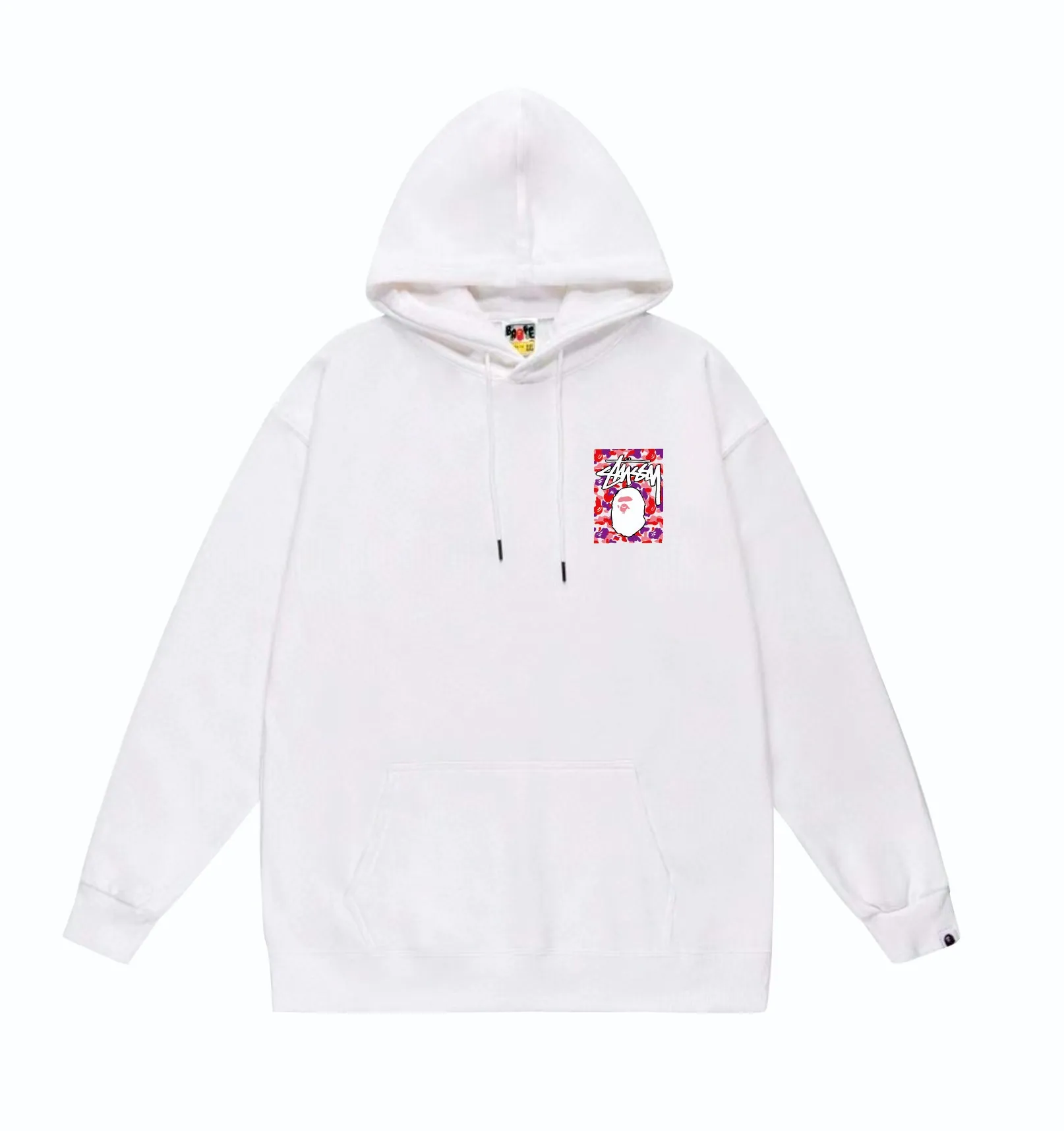 P160 model number SC803# terry 80 plus velvet 90 (top version) BAPE×STUSSY co-branded Stussy letter printed hooded sweatshirt Made of 380g large terry (drop shoulder large version) fabric, soft and non-pilling texture, imported environmentally friendly printing glue, bright and three-dimensional pattern, quality 💥Same style for men and women. The upper body is trendy. Color: black red and white white red white gray red white black red black white red black gray red black Size: S M L XL XXL