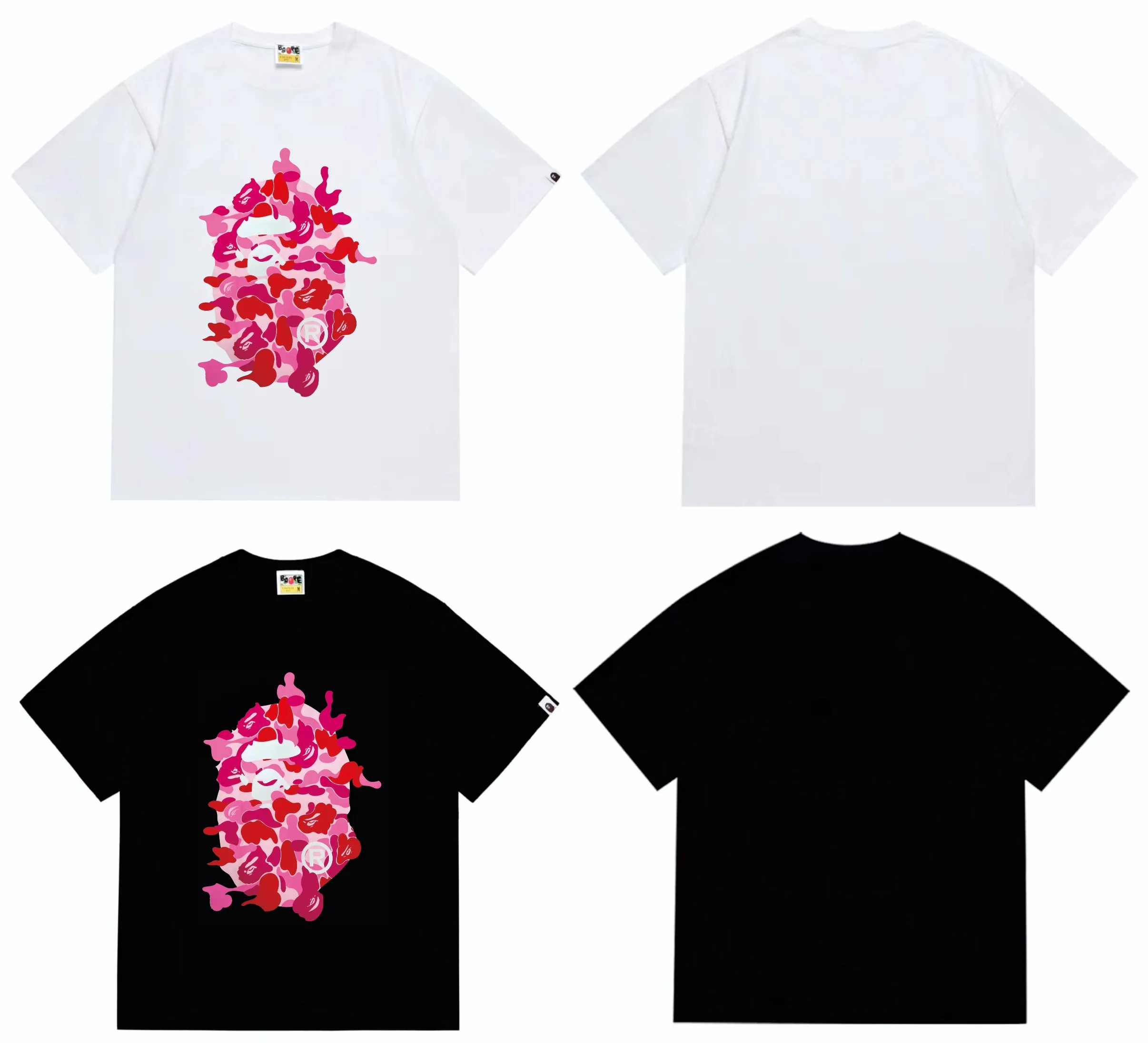 SC246#p110💰 (Top version) BAPE ABC CAMO REBUILD BIG APE HEAD TEE restructured ape-man big head printed short-sleeved T-shirt Made of 260 grams of high-quality high-weave pure cotton fabric, double yarn combed, soft texture without pilling, imported environmentally friendly printing glue, bright and three-dimensional pattern, quality 💥Same style for men and women. The upper body is trendy. Color: black pink, white powder, black blue, white blue, black green, white green Size: S M L XL XXL