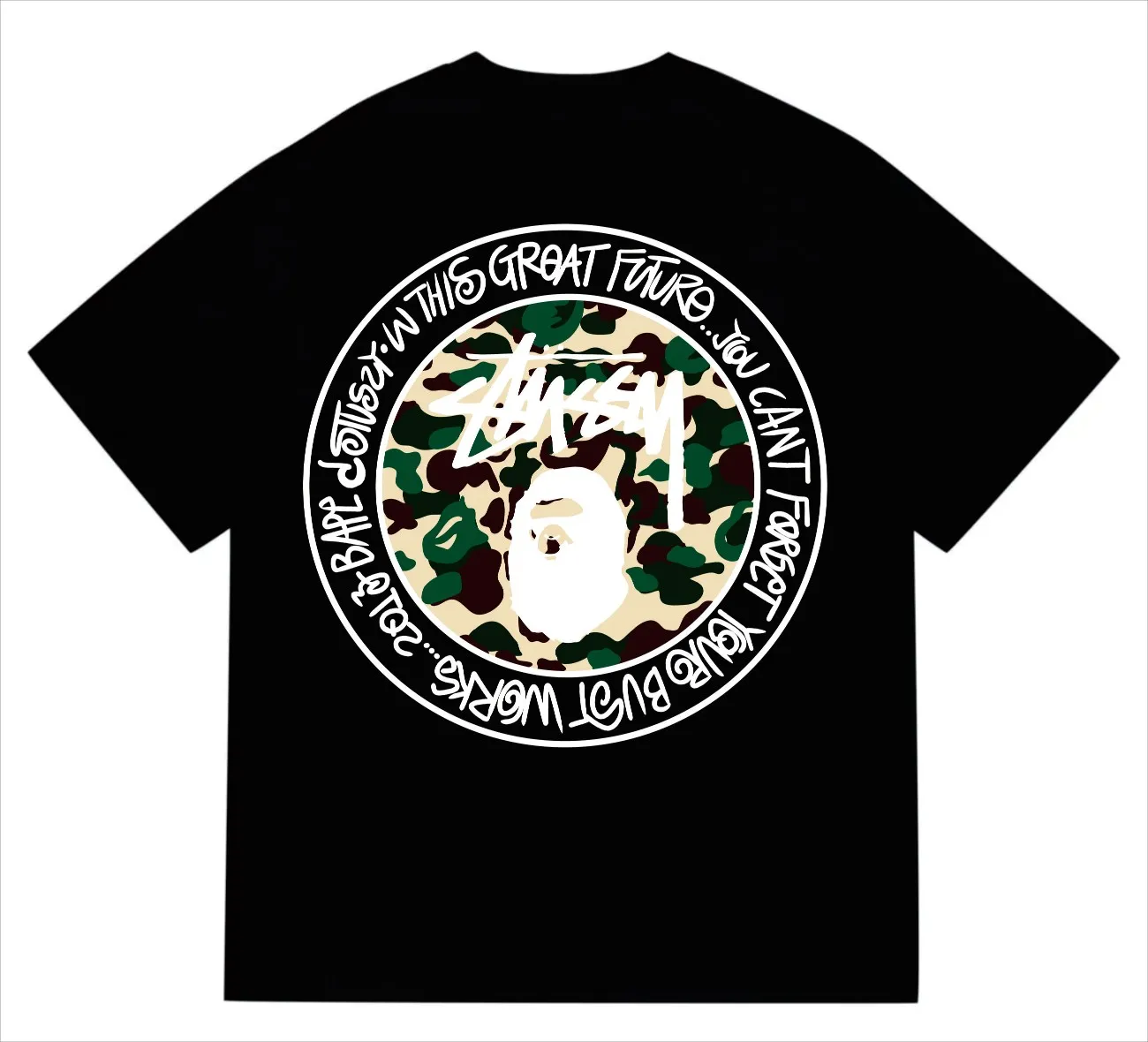SC219#p110💰 (top version) BAPE×Stussy co-branded Stussy letter ape print T-shirt Made of 260 grams of high-quality high-weave pure cotton fabric, double yarn combed, soft texture without pilling, imported environmentally friendly printing glue, bright and three-dimensional pattern, quality 💥Same style for men and women, the upper body is fashionable Color: black and white print, gray and white print, pink and white print, red and white print, white and black print, gray and black print, red and black print Pink and black print Size: S M L XL XXL
