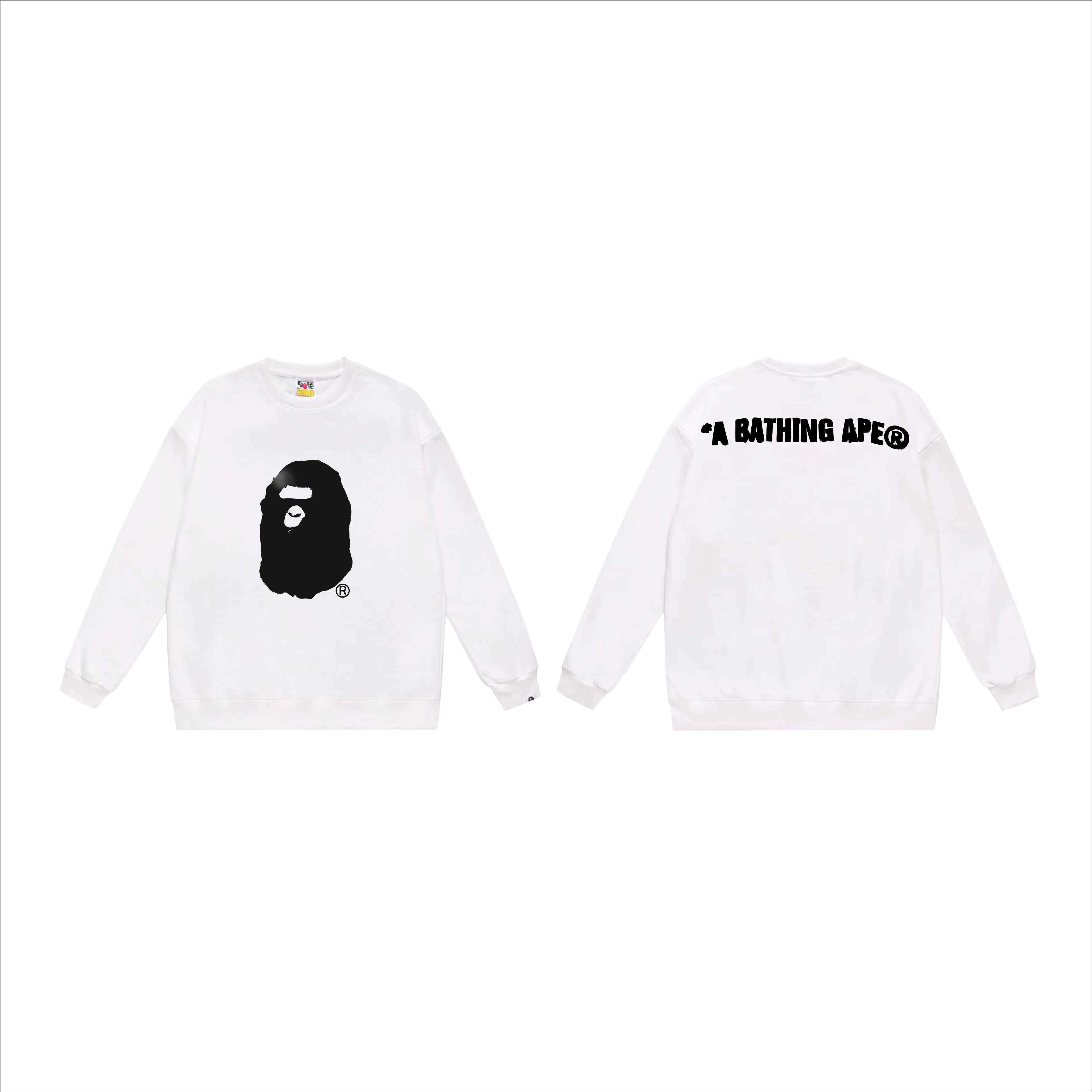 P170 model number SC568# terry 80 plus velvet 85 (top version) BAPE SS24 inkjet feeling ape head letter printed round neck sweatshirt Made of 350g large terry (drop shoulder large version) fabric, soft texture and no pilling Imported environmentally friendly printing glue The pattern is bright and three-dimensional Quality 💥Same style for men and women The upper body is fashionable Color: black white gray Size: S M L XL XXL