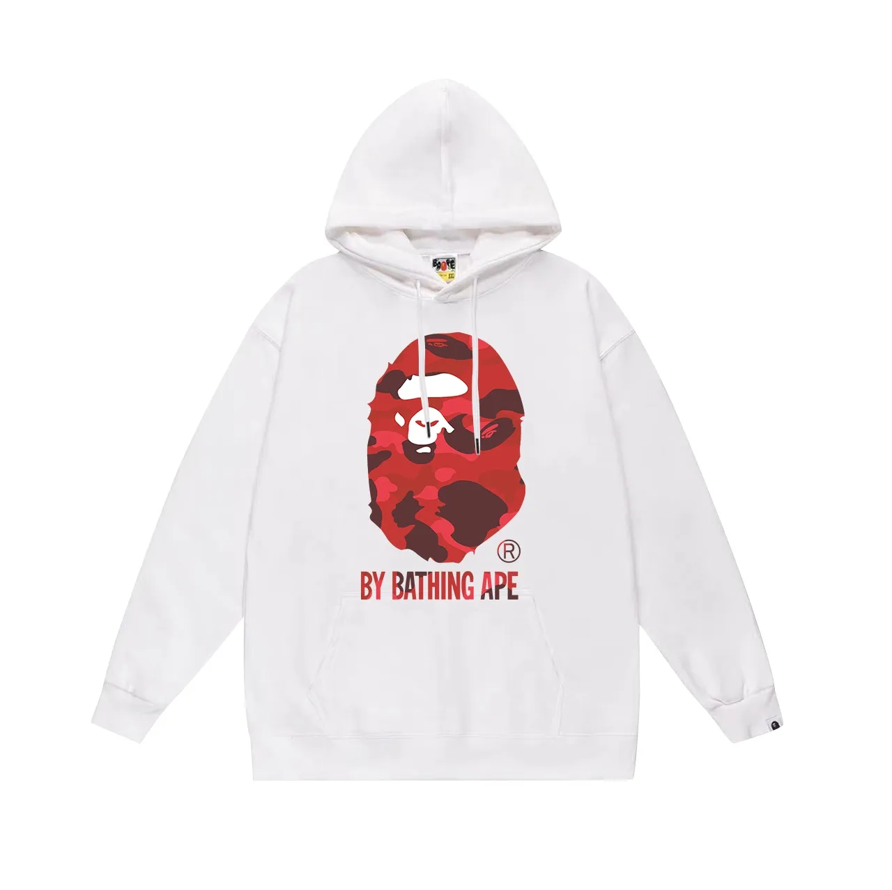 Model number SC645#terry p160 plus velvet p180💰 (top version) BAPE camouflage great ape letter print hooded sweatshirt Made of 380g large terry 430g silver fox velvet (drop shoulder large version) fabric, soft texture and no pilling Imported environmentally friendly printing glue The pattern is bright and three-dimensional Quality💥Same style for men and women The upper body is trendy Color: black red white red gray red Size: S M L XL XXL