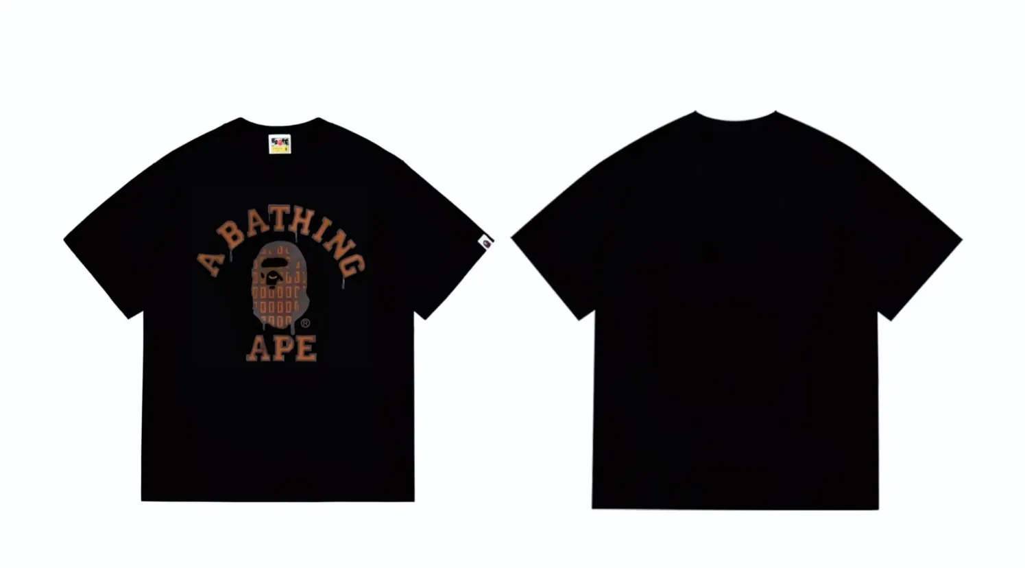 SC267#p110💰 (Top version) BAPE chocolate ape head pattern round neck short-sleeved T-shirt Made of 260 grams of high-quality high-weave pure cotton fabric, double yarn combed, soft texture and no pilling Imported environmentally friendly printing glue, bright and three-dimensional pattern, quality 💥Same style for men and women, the upper body is fashionable Color: black white Size: S M L XL XXL