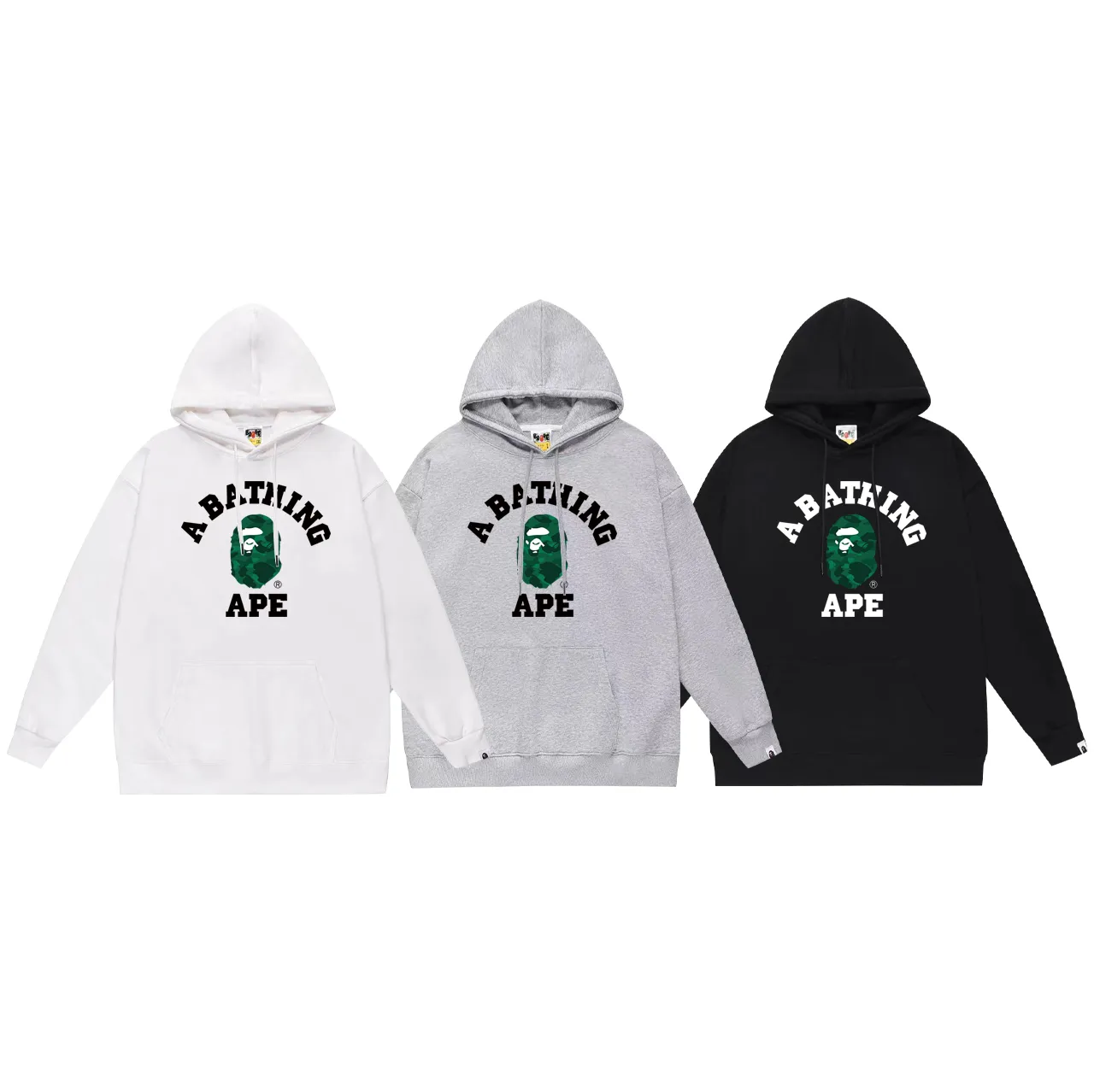P160 model number SC799# terry 80 plus velvet 90 (top version) BAPE little ape head classic letter printed hooded sweatshirt. Made of 380g large terry (drop shoulder large version) fabric. The texture is soft and non-pilling. Imported environmentally friendly printing glue. The pattern is bright and three-dimensional. Quality💥Same style for men and women. The upper body is trendy. Color: black white gray Size: S M L XL XXL