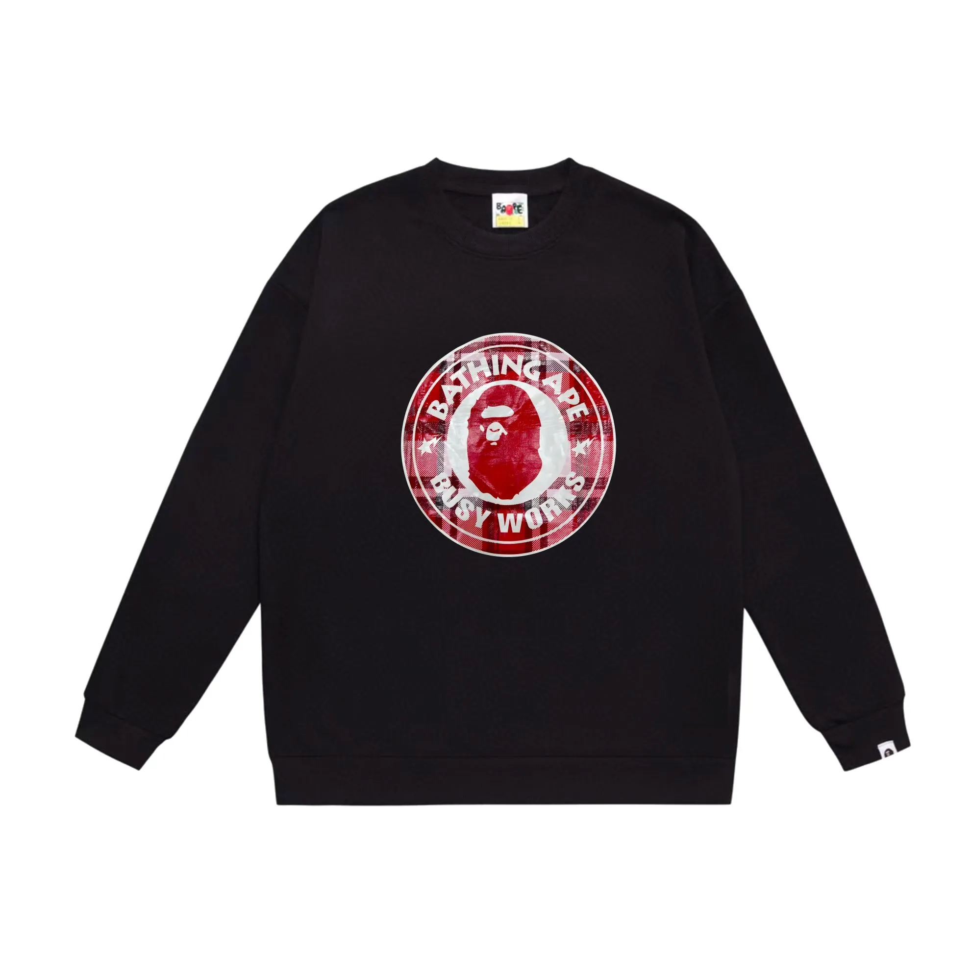 P170 model number SC547# terry 80 plus velvet 85 (top version) BAPE STA medallion plaid ape head print pattern round neck sweatshirt Made of 350 grams of large terry (drop shoulder large version) fabric, soft texture and no pilling Imported environmentally friendly printing glue The pattern is bright and three-dimensional Quality 💥Same style for men and women The upper body is trendy Color: black white gray Size: S M L XL XXL