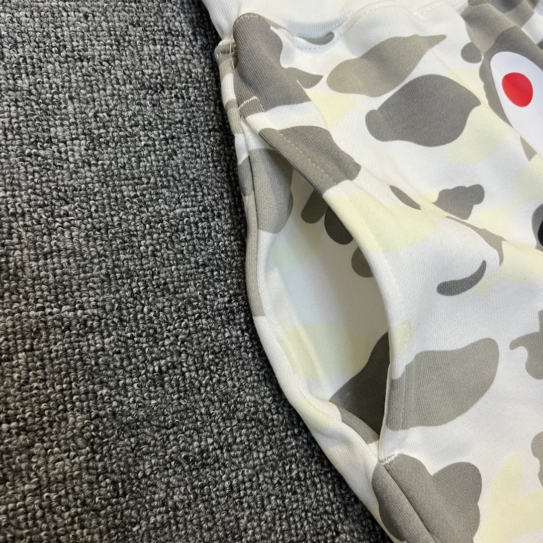 💰200 BAPE luminous camouflage shark print shorts 340g pure cotton custom fabric ZP version Couple style: M-XXL [grey white]