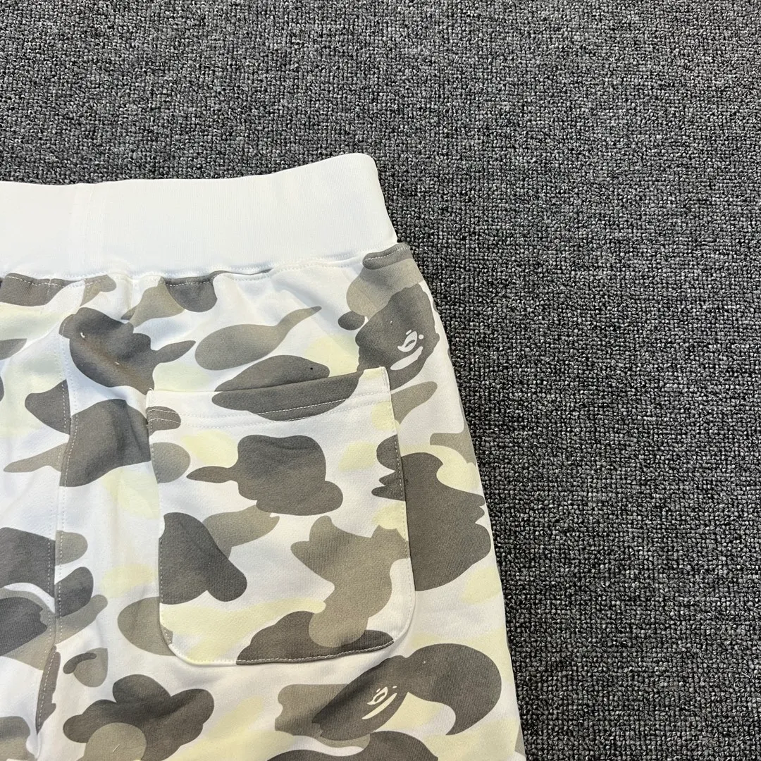💰200 BAPE luminous camouflage shark print shorts 340g pure cotton custom fabric ZP version Couple style: M-XXL [grey white]