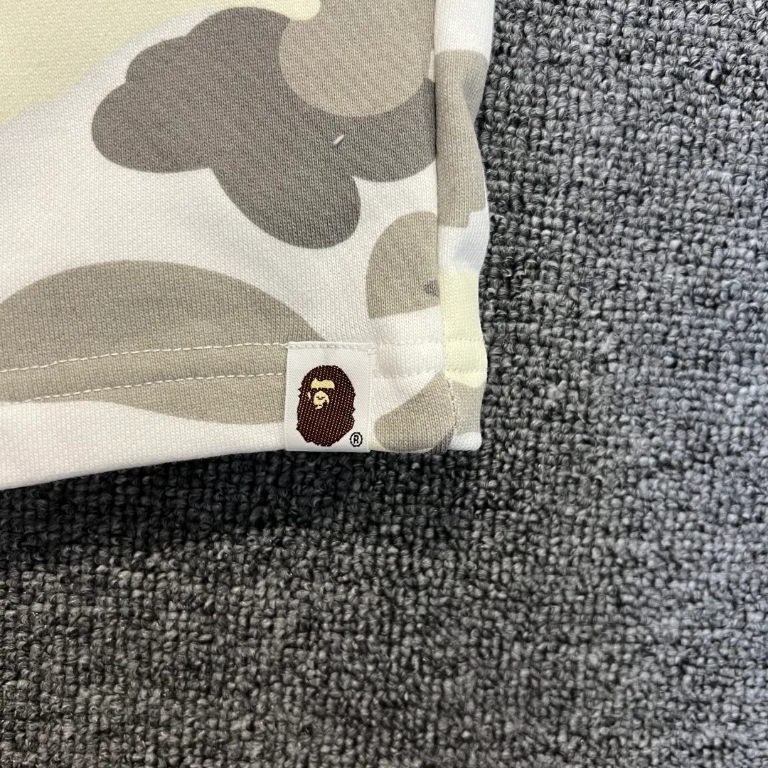 💰200 BAPE luminous camouflage shark print shorts 340g pure cotton custom fabric ZP version Couple style: M-XXL [grey white]