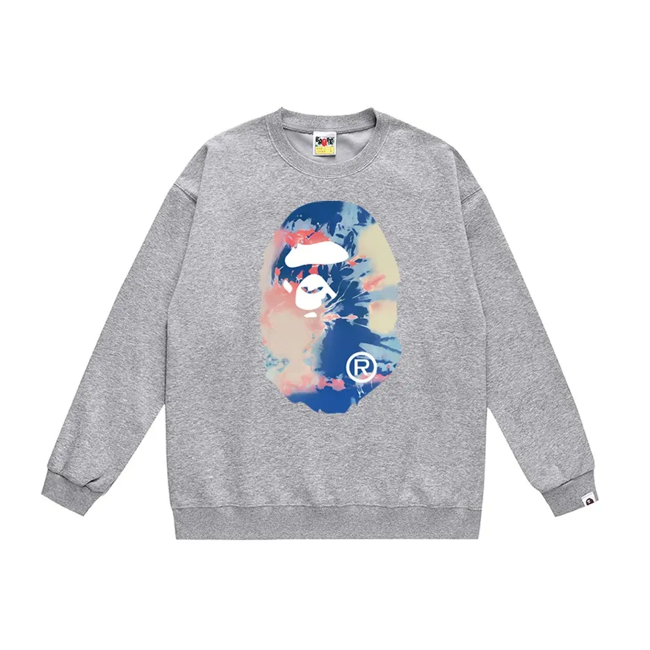 P170 model number SC315# terry 80 plus velvet 85 (top version) BAPE ape head letter printed round neck sweatshirt. Made of 350 grams of large terry (large version with dropped shoulders) fabric. The texture is soft and non-pilling. Imported environmentally friendly printing glue. The pattern is bright and three-dimensional. Quality💥Same style for men and women. The upper body is trendy. Color: black white gray Size: S M L XL XXL