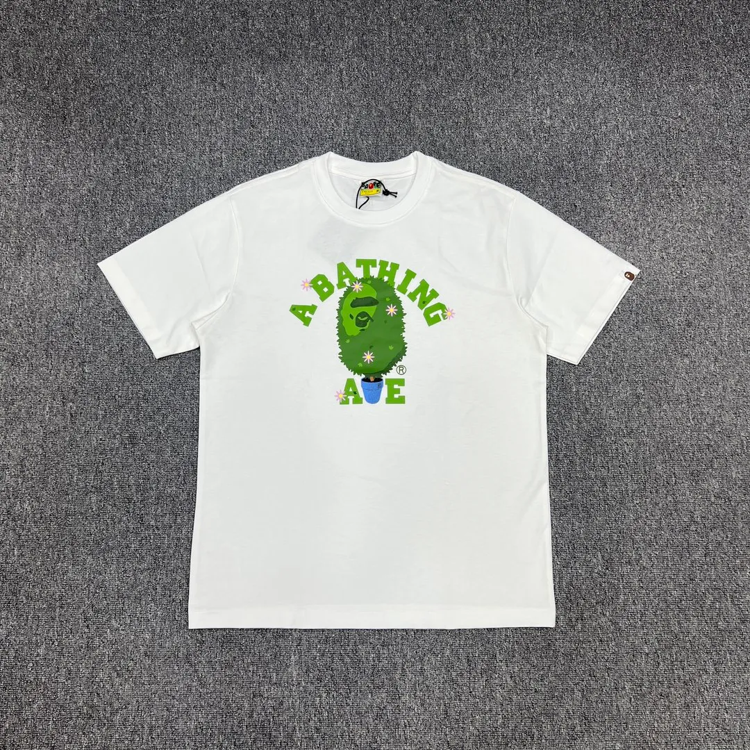 💰140 Bape Potted Flower Print Limited Edition Linen Cotton 280g Customized Fabric Couple Style: S—XXL [Black White]