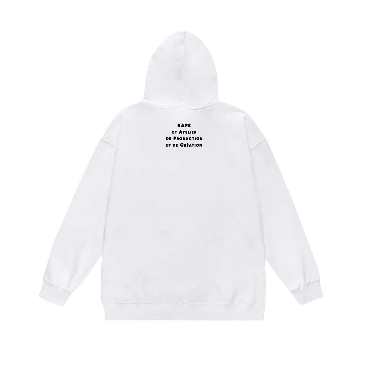 Style No. SC679#terry p160 plus velvet p180💰 (top version) BAPE ✖️A•P•C co-branded cartoon BABY MILO letter printed hooded sweatshirt. Made of 380g large terry 430g silver fox velvet (drop shoulder large version) fabric. The texture is soft and non-pilling. Imported environmentally friendly printing glue. The pattern is bright and three-dimensional. Quality💥Same style for men and women. The upper body is trendy. Color: black white gray Size: S M L XL XXL