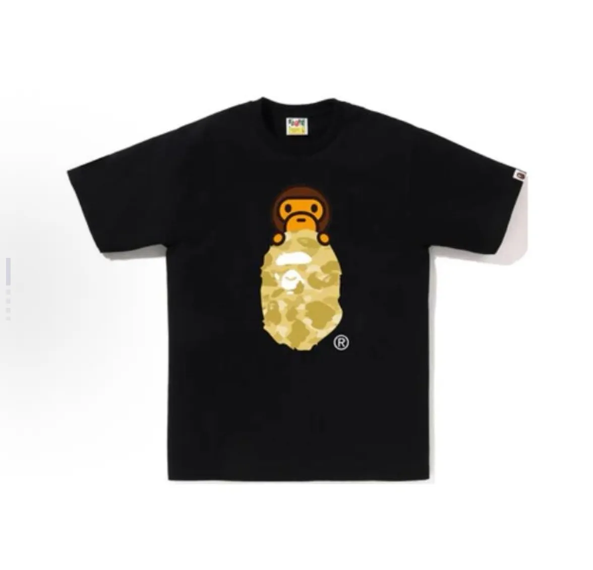 P110 00108 BAPE ape head digital direct printing short-sleeved T-shirt, complete with three labels, same style for men and women, loose and large size, size s: MLXLXXL, color: black gold, black red, white purple, white blue