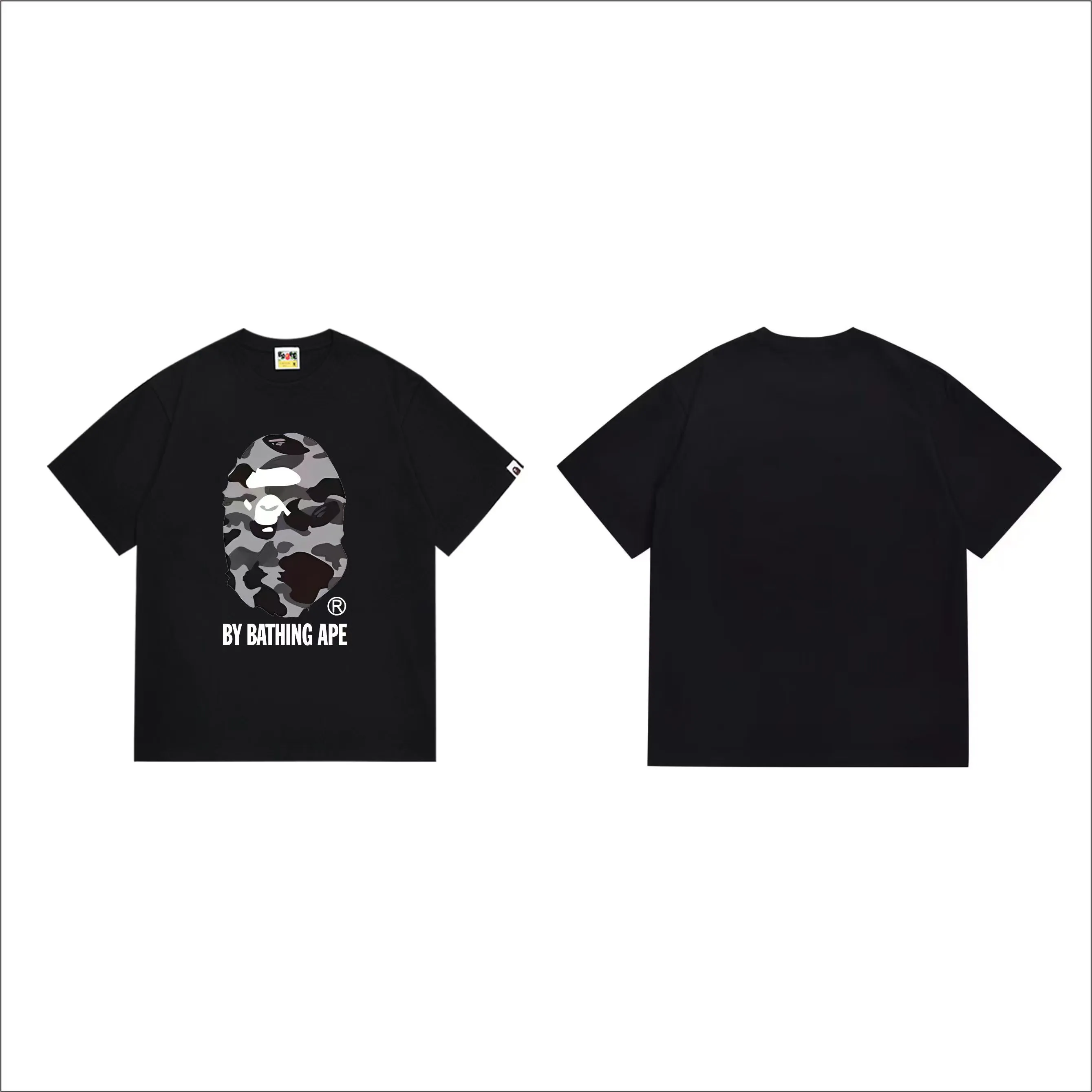 SC277#p110💰 (top version) BAPE uses 260 grams of high-quality high-weave pure cotton fabric, double yarn combed, soft texture and no pilling, imported environmentally friendly printing glue, bright and three-dimensional pattern, quality 💥Same style for men and women, the upper body is fashionable Color: Black White Size: S M L XL XXL