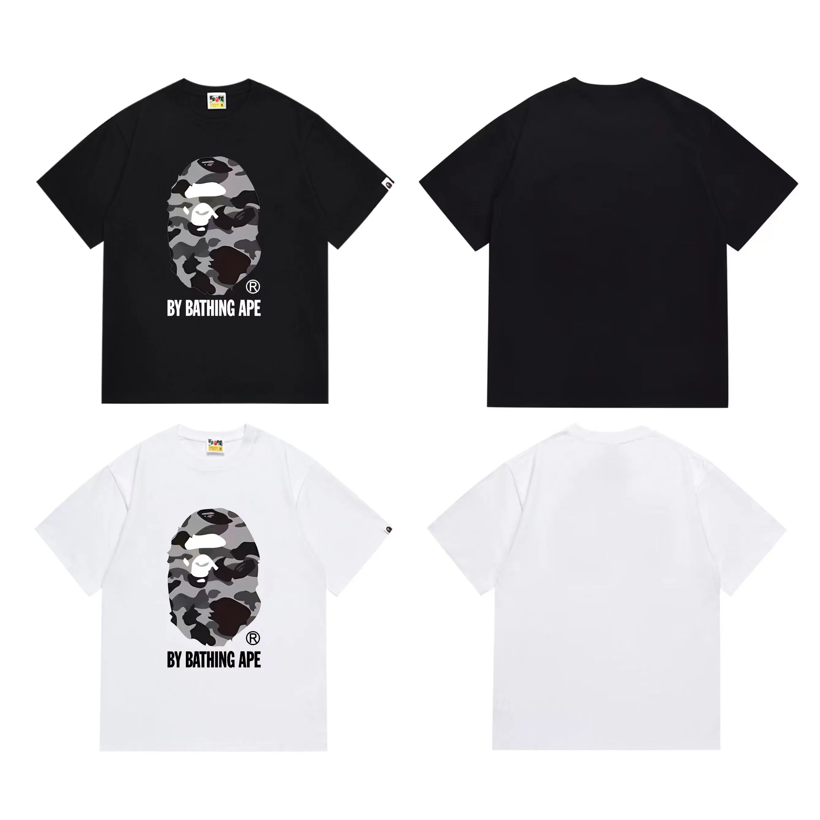 SC277#p110💰 (top version) BAPE uses 260 grams of high-quality high-weave pure cotton fabric, double yarn combed, soft texture and no pilling, imported environmentally friendly printing glue, bright and three-dimensional pattern, quality 💥Same style for men and women, the upper body is fashionable Color: Black White Size: S M L XL XXL