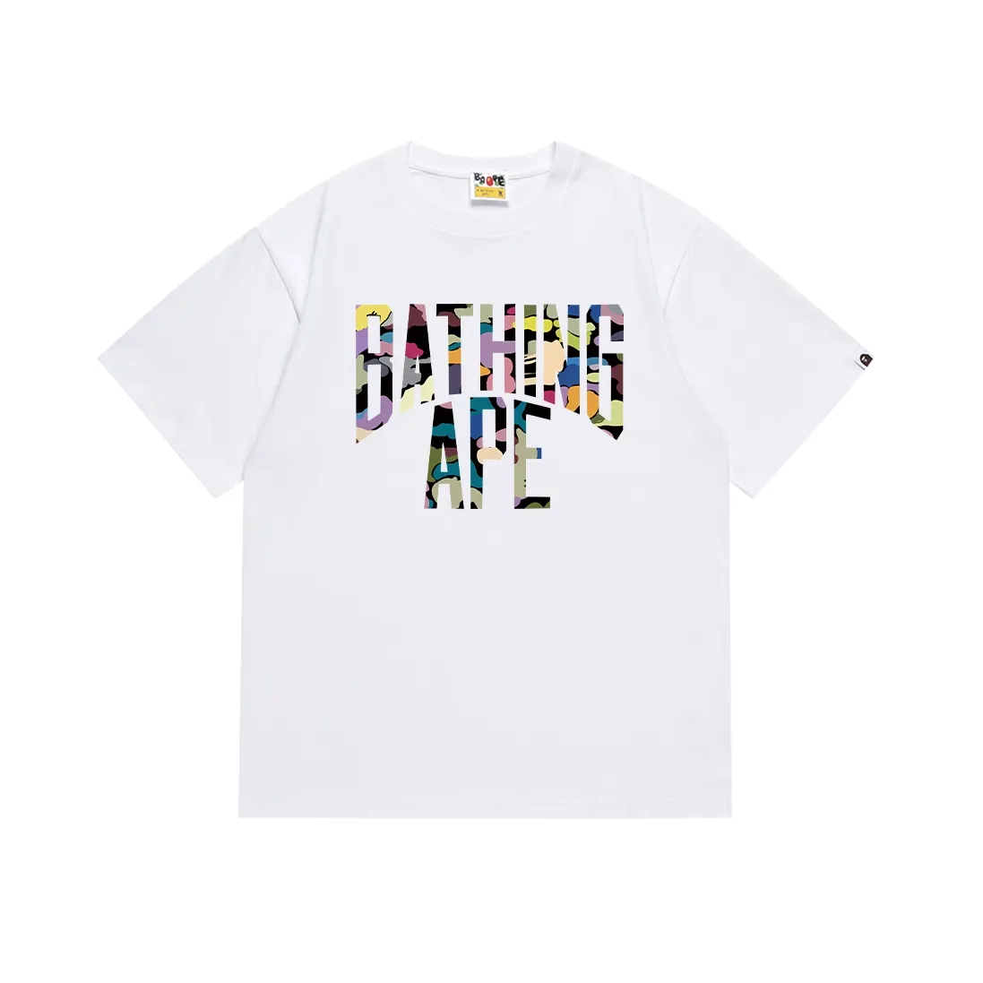 SC091#p110💰 (top version) BAPE multi-color camouflage printed pattern letter short-sleeved T-shirt Made of 260 grams of high-quality high-weave pure cotton fabric, double yarn combed, soft texture and no pilling Imported environmentally friendly printing glue, bright and three-dimensional pattern, quality 💥Same style for men and women, the upper body is fashionable Color: black white Size: S M L XL XXL